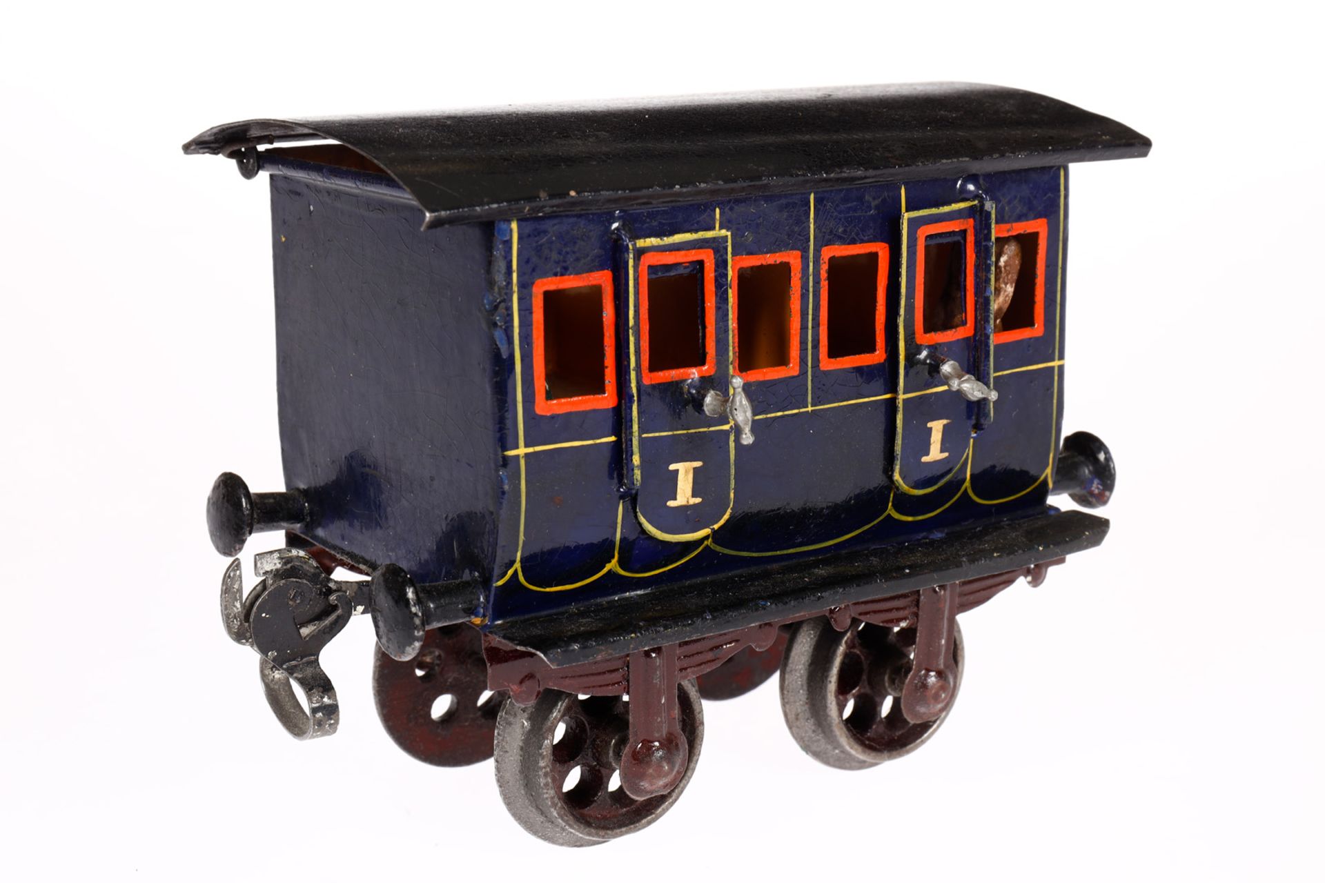 Märklin Abteilwagen 1806, Spur 1, uralt, blau, HL, mit Inneneinrichtung, 4 AT, Gussrädern und - Bild 2 aus 5