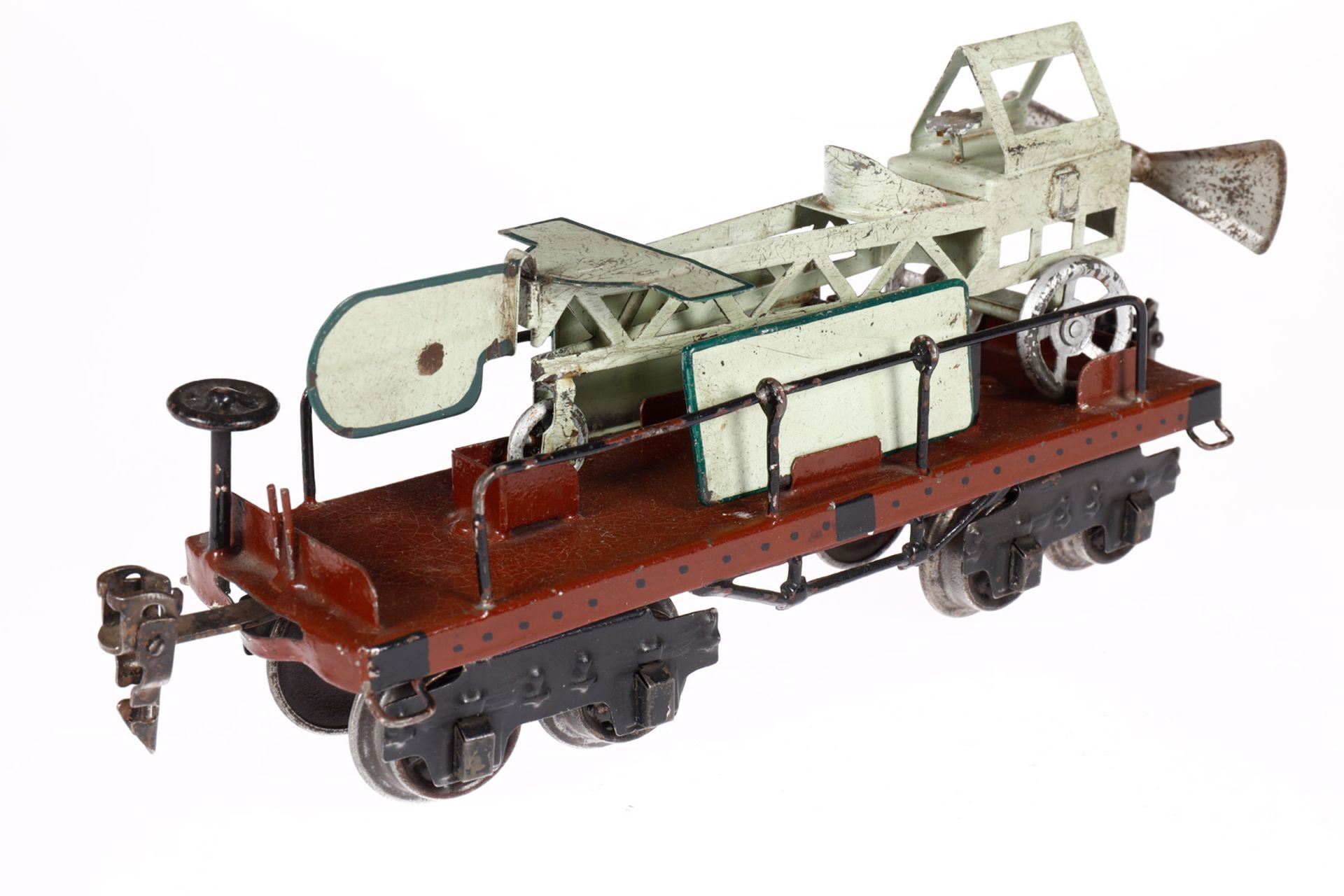 Märklin amerik. Flugzeugtransportwagen 1881, Spur 0, HL, Flugzeug ersetzt, LS und gealterter Lack, L - Bild 3 aus 4