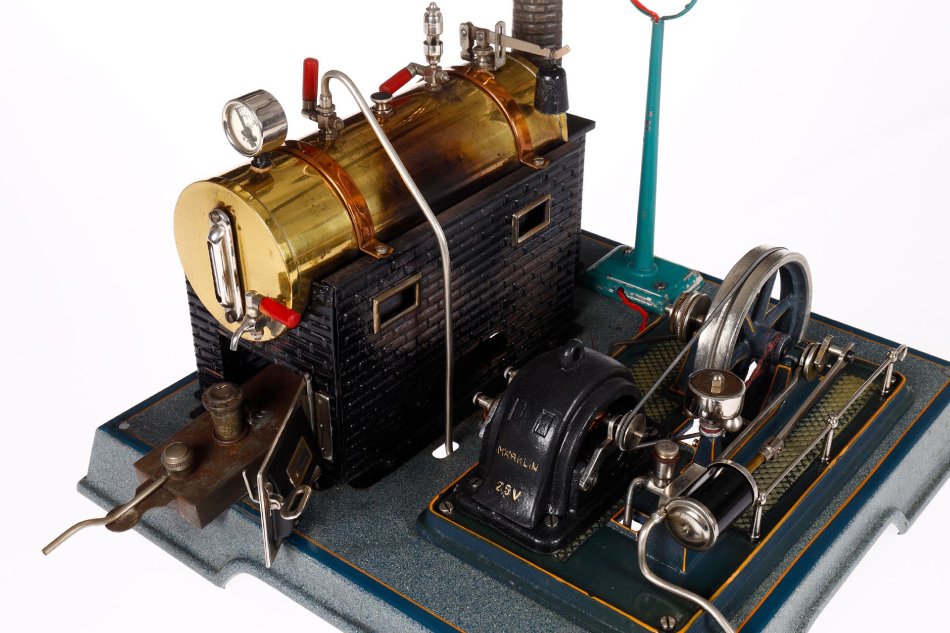 Märklin Dampfmaschine 4097/7/92, liegender Messingkessel, mit Brenner, Armaturen, feststehendem - Bild 2 aus 4