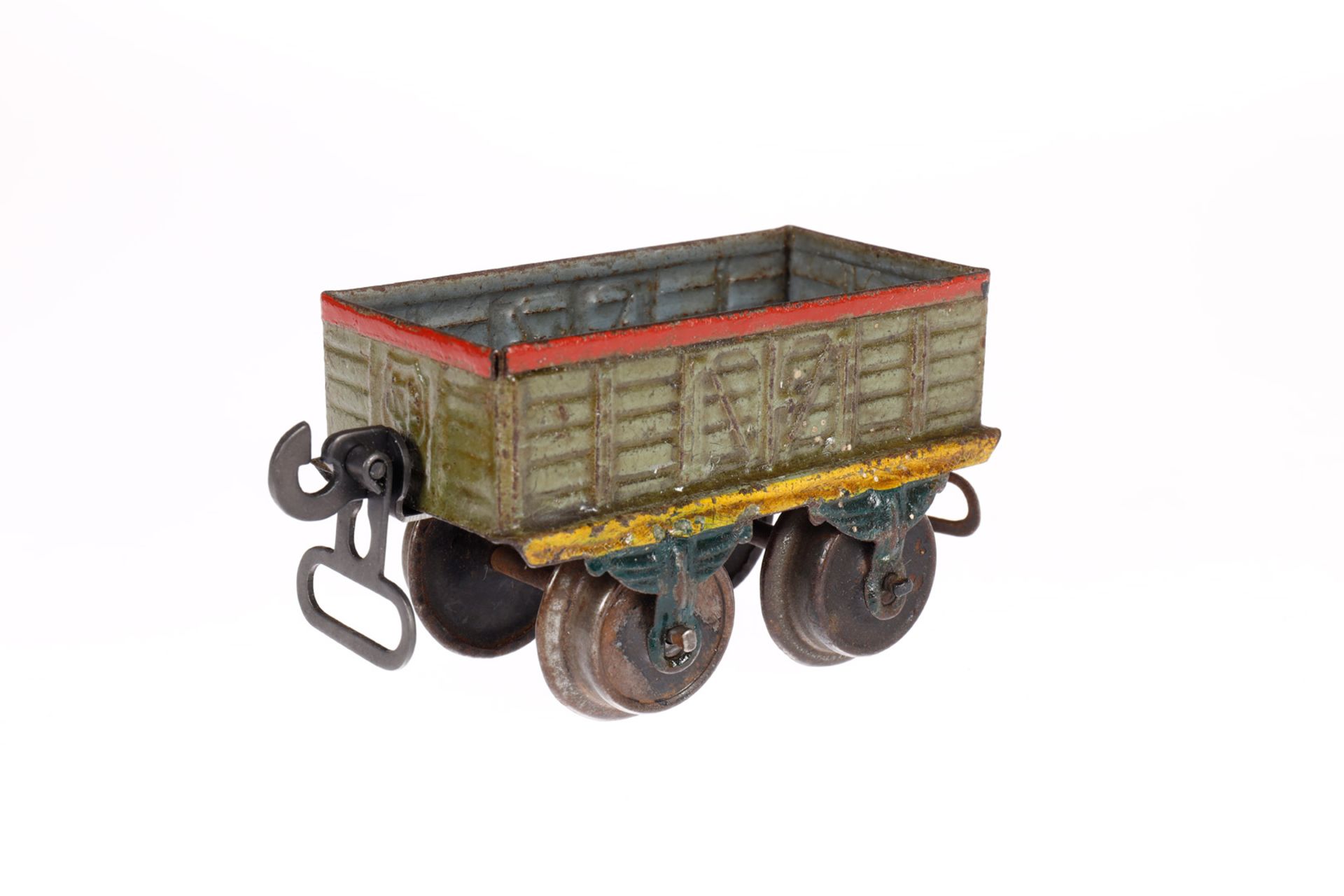 Märklin offener Güterwagen 1816, Spur 0, uralt, HL, mit Bügelkupplungen, LS und gealterter Lack, L - Bild 3 aus 4