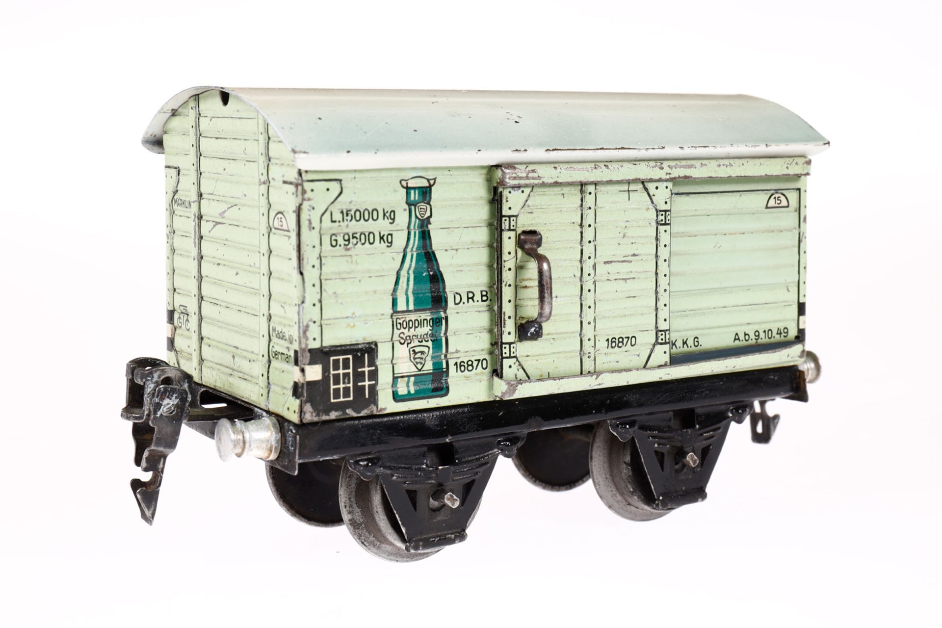 Märklin Mineralwasserwagen 1687, Spur 0, CL, mit 1 ST, LS und gealterter Lack, L 13, Z 3 - Bild 3 aus 4