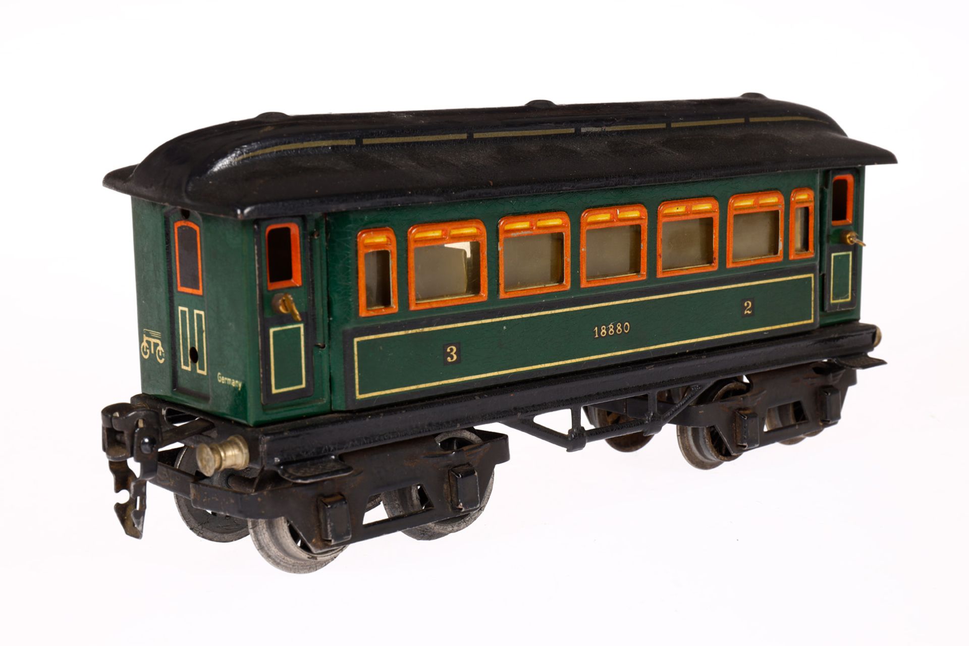 Märklin Personenwagen 1888, Spur 0, CL, mit Inneneinrichtung, 4 AT und versch. Gussrädern ( - Bild 2 aus 5