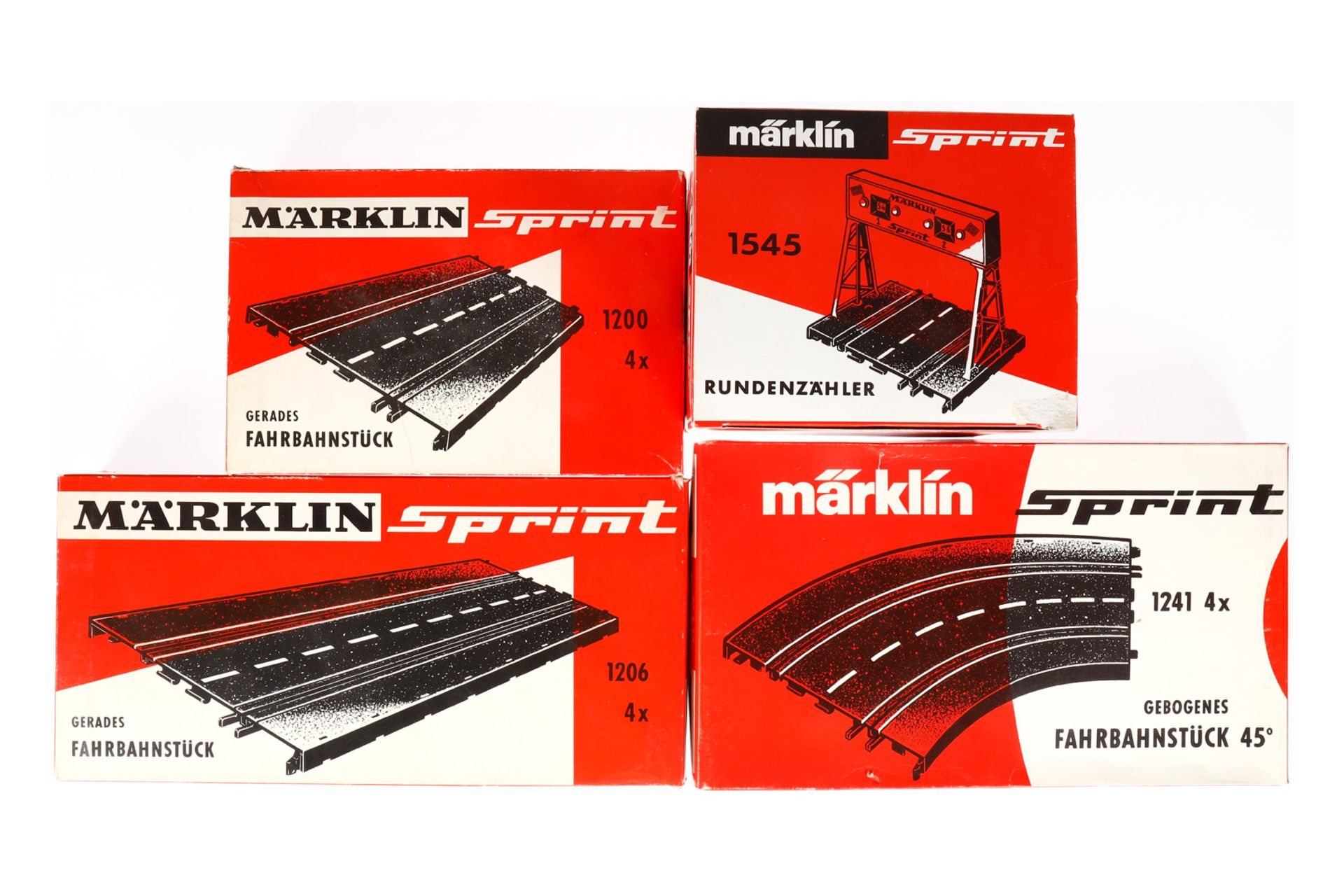 4 Märklin Sprint Packungen 1200, 1206, 1241 und 1545, je komplett, OKs leicht besch.,