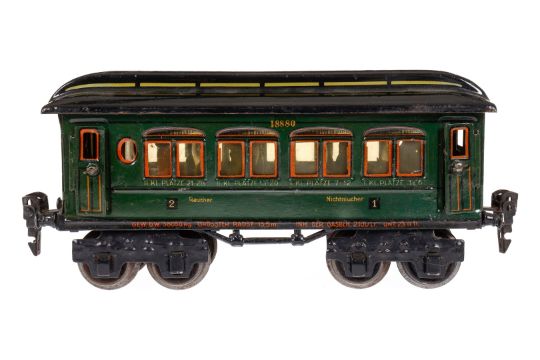 Märklin Personenwagen 1888, Spur 0, CL, mit Inneneinrichtung und 4 AT, 1 Dachlasche lose, LS tw - Bild 1 aus 5