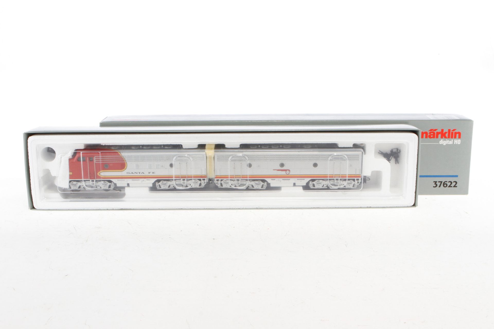 Märklin Digital Triebwagen ”Santa Fe” 37622, Spur H0, 2-teilig, silber/rot, Alterungsspuren, im