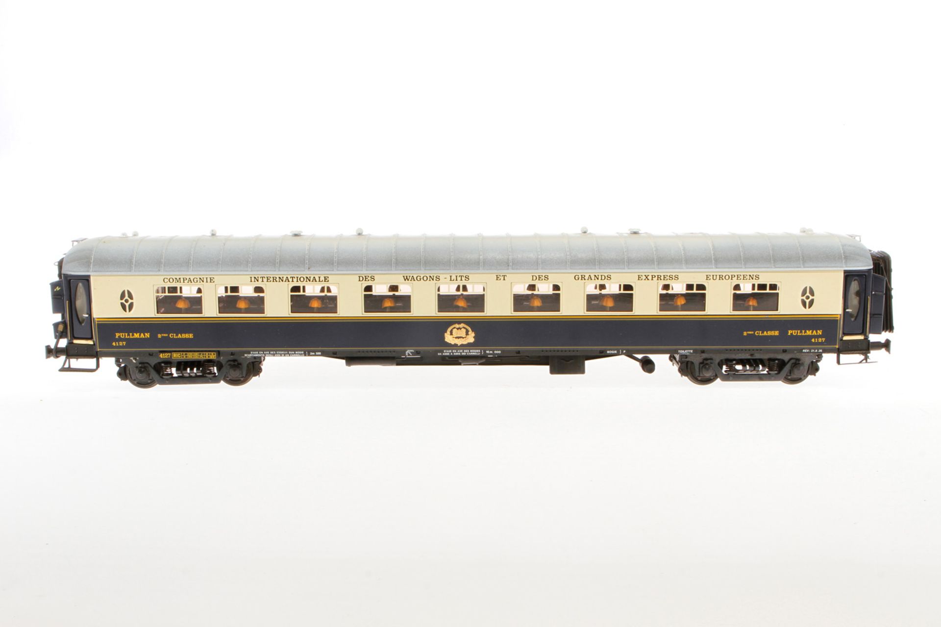 Elettren Pullmanwagen 4127, Spur 0, creme/blau, 2. Klasse, mit Inneneinrichtung und Beleuchtung, 1 - Image 2 of 3