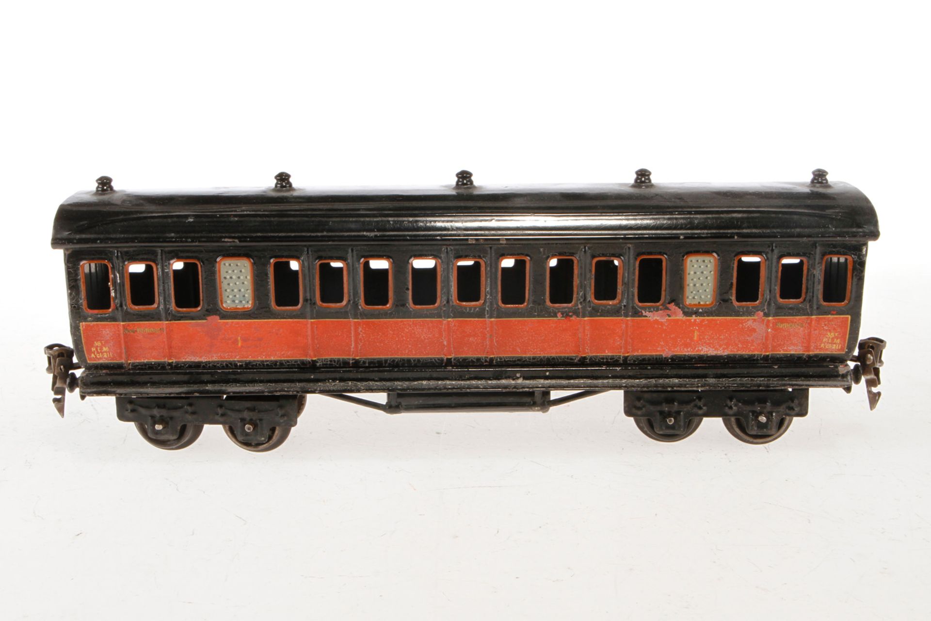 Märklin franz. Personenwagen 2875 PLM, Spur 0, schwarz/rot, LS tw ausgeb., gealterter Lack, L 30, - Image 2 of 3