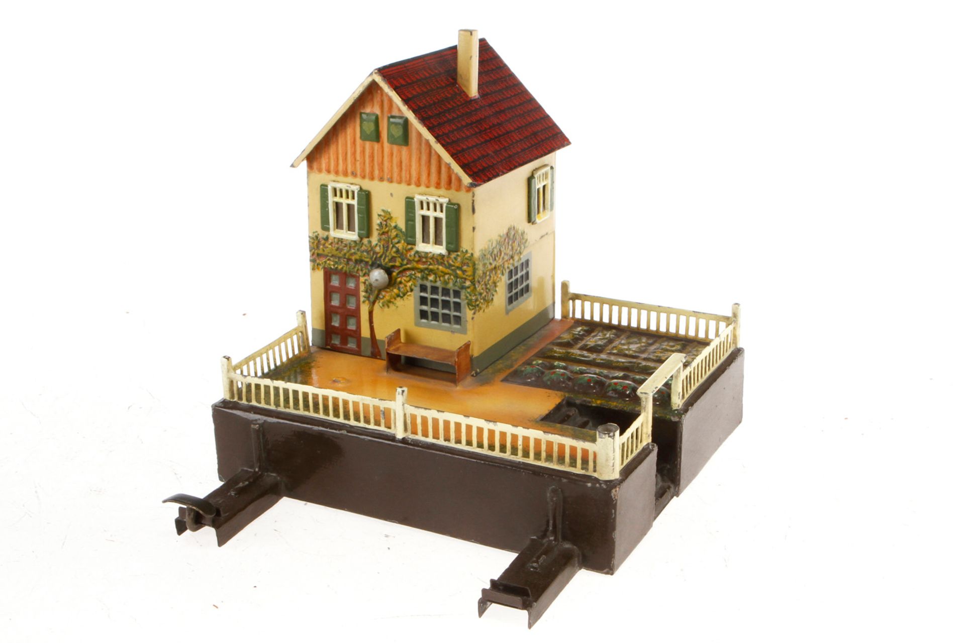 Märklin Wärterhaus, HL, mit Beet und Läutewerk im Sockel, Signal fehlt, LS und gealterter Lack, L