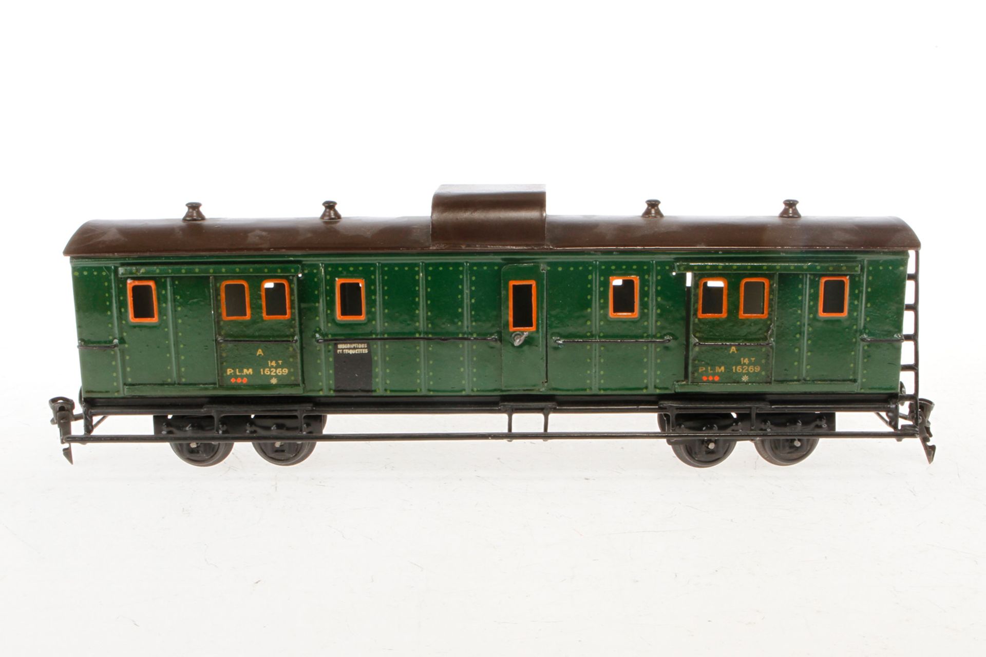 Märklin franz. Gepäckwagen 2998 PLM, Spur 0, HL, mit 2 AT und 4 ST, Dach vom Oberlichtaufsatz und - Image 2 of 3