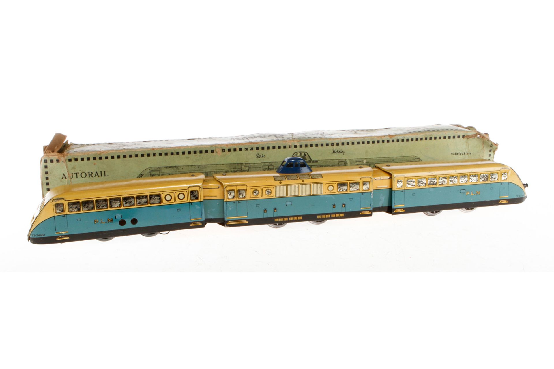 Hornby Triebzug PLM, Spur 0, elektr., 3-teilig, creme/blau, LS, im besch. und NV OK, Z 4