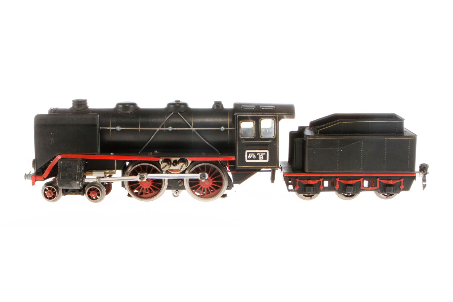 Märklin 2-B Dampflok E 66/12920, Spur 0, elektr., schwarz, mit Tender, gW und 2 el. bel.