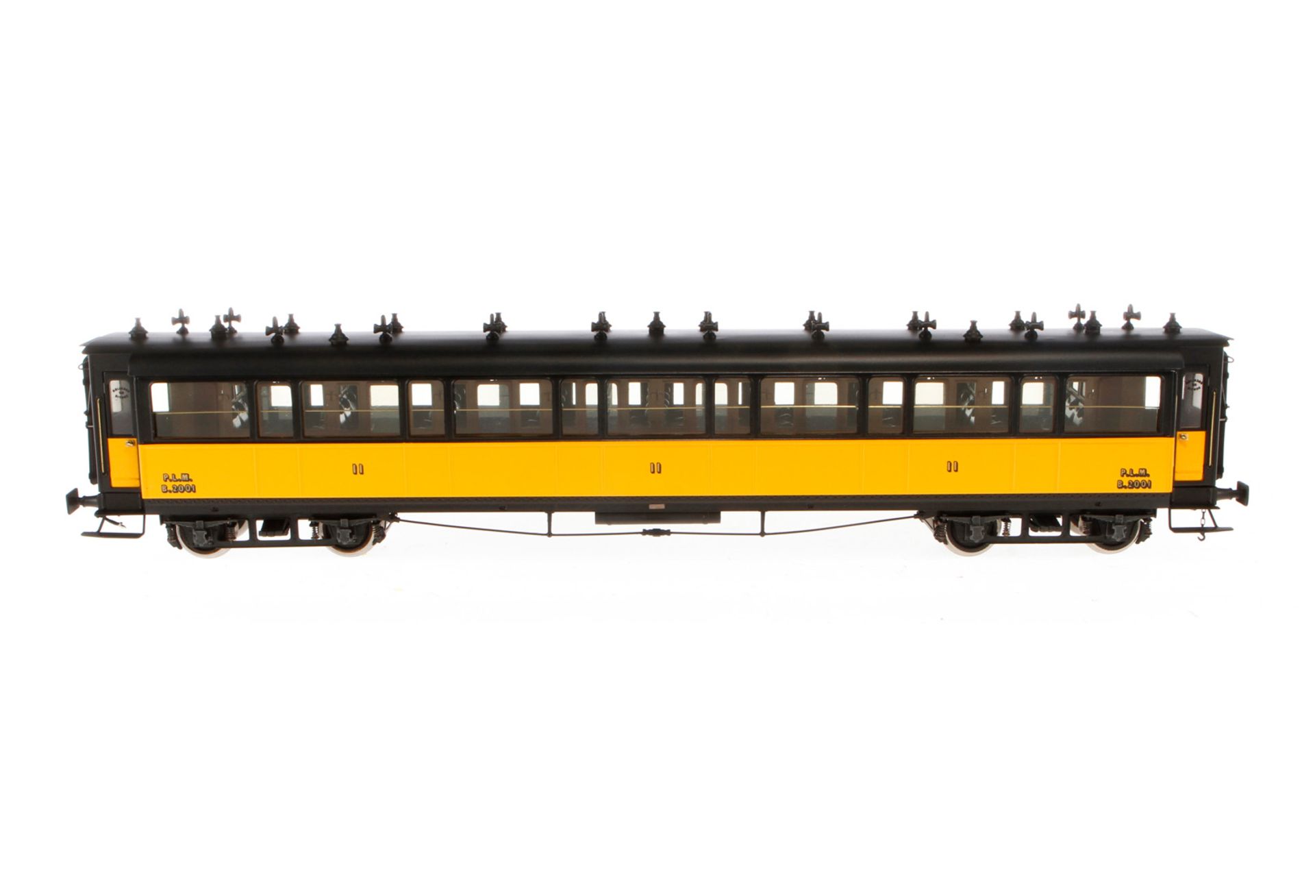 Elettren franz. Personenewagen 2001 PLM, Spur 0, 2. Klasse, schwarz/gelb, mit Inneneinrichtung und