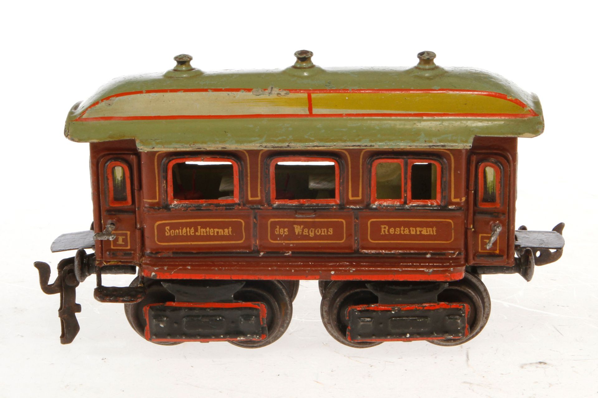 Märklin franz. Speisewagen 1842, Spur 0, uralt, HL, mit Inneneinrichtung und 4 AT, 1 Treppe und 1 - Image 4 of 6