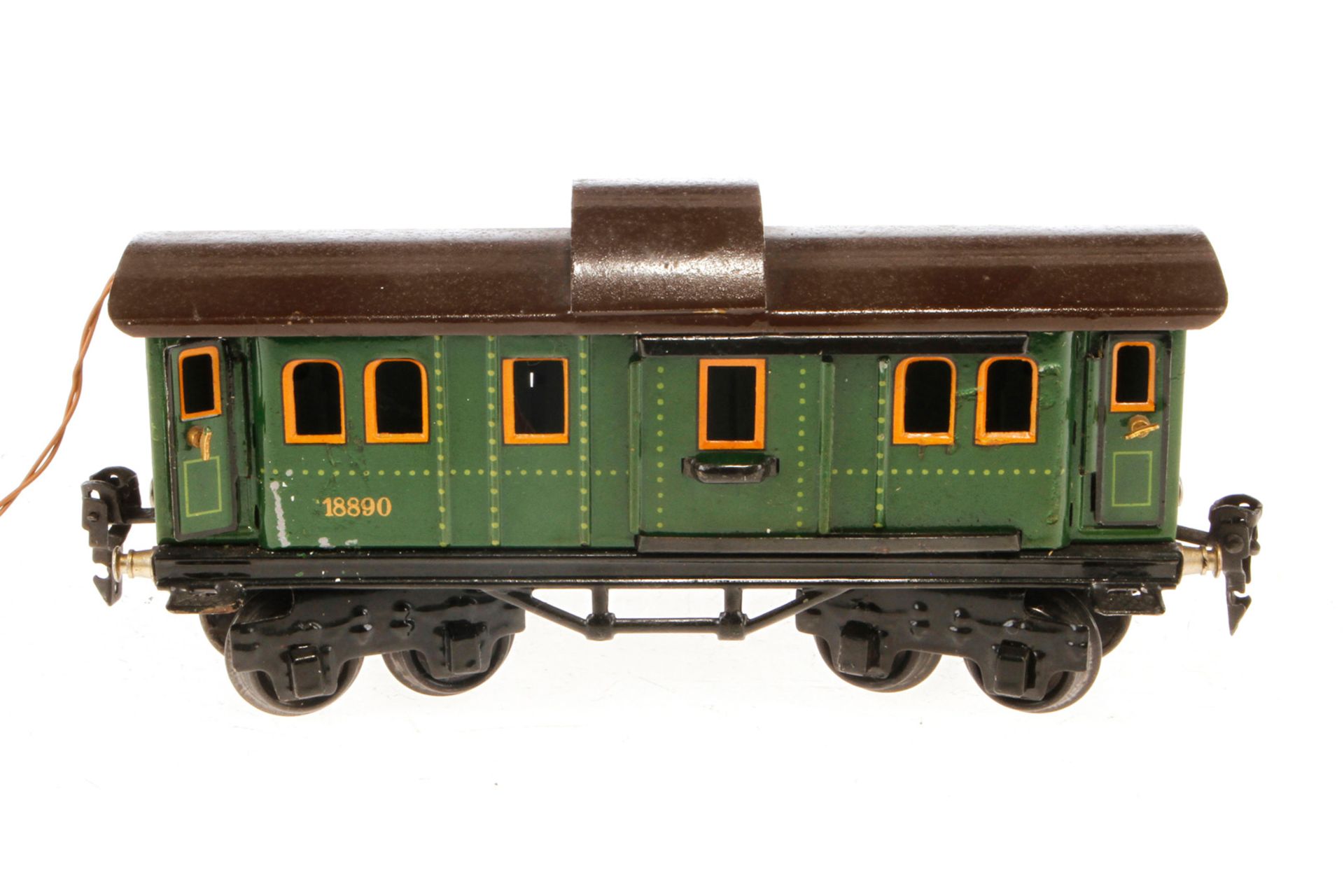 Märklin Gepäckwagen 1889, Spur 0, CL, mit 4 AT und 2 ST, 1 Trittstufe angelötet, LS und gealterter