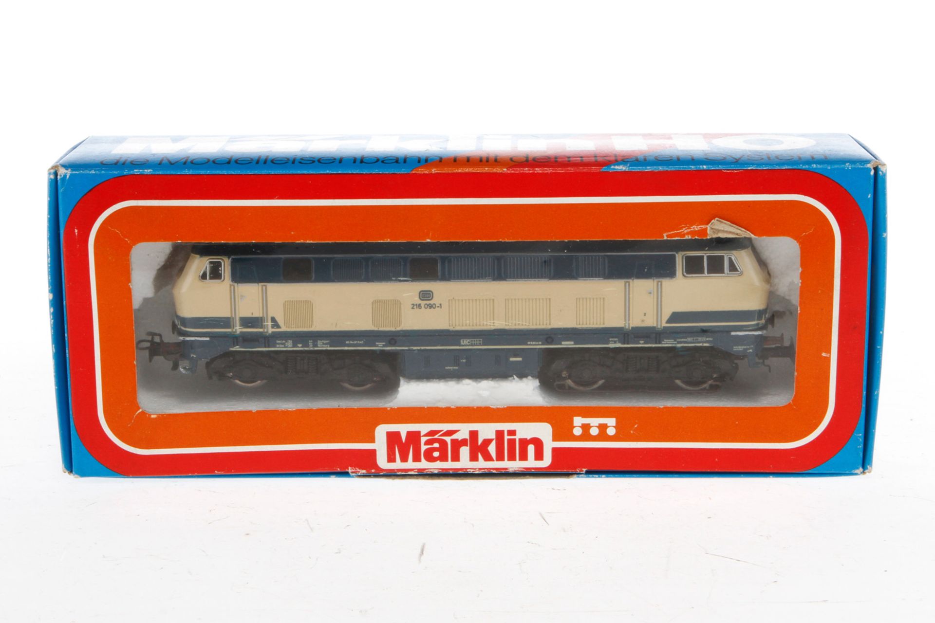 Märklin Diesellok ”216 090-1” 3074, Spur H0, creme/türkis, LS, im tw besch. OK, Z 3