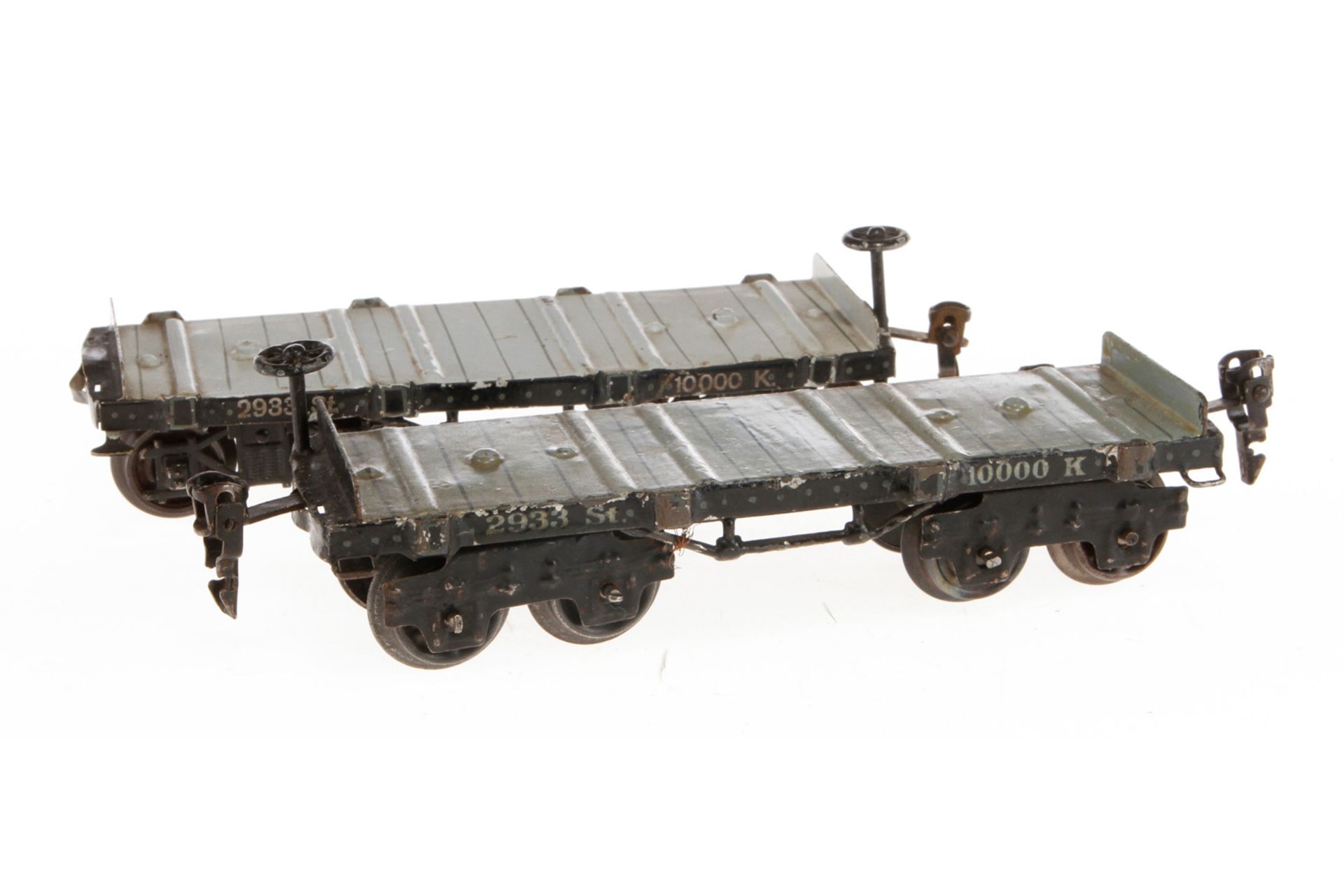 2 Märklin amerik. Rungenwagen 2933, Spur 0, HL, L 18, Z 4