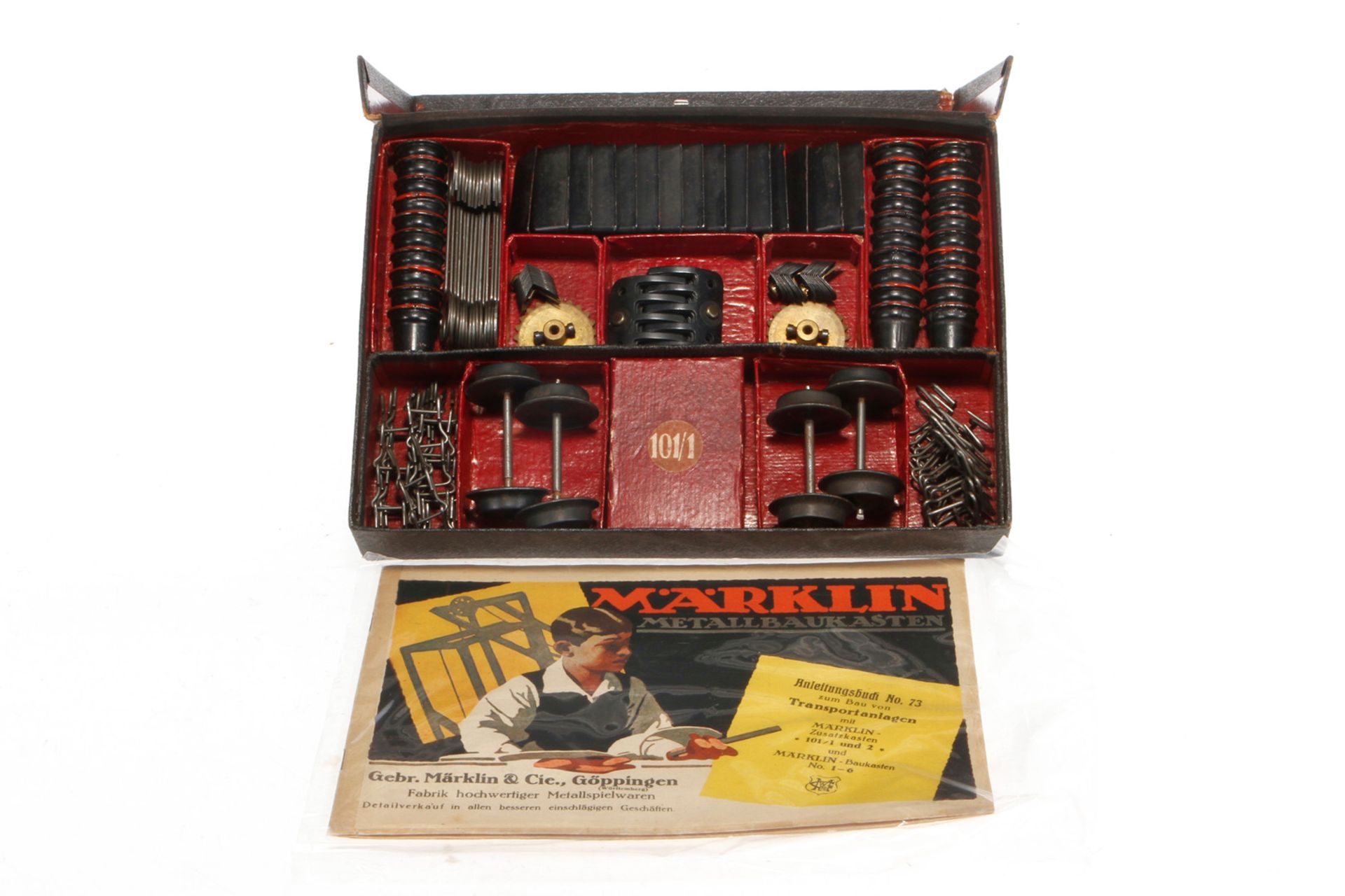 Märklin Metallbaukasten für Transportanlagen 101/1, schwarz, wohl komplett, mit Anleitung,