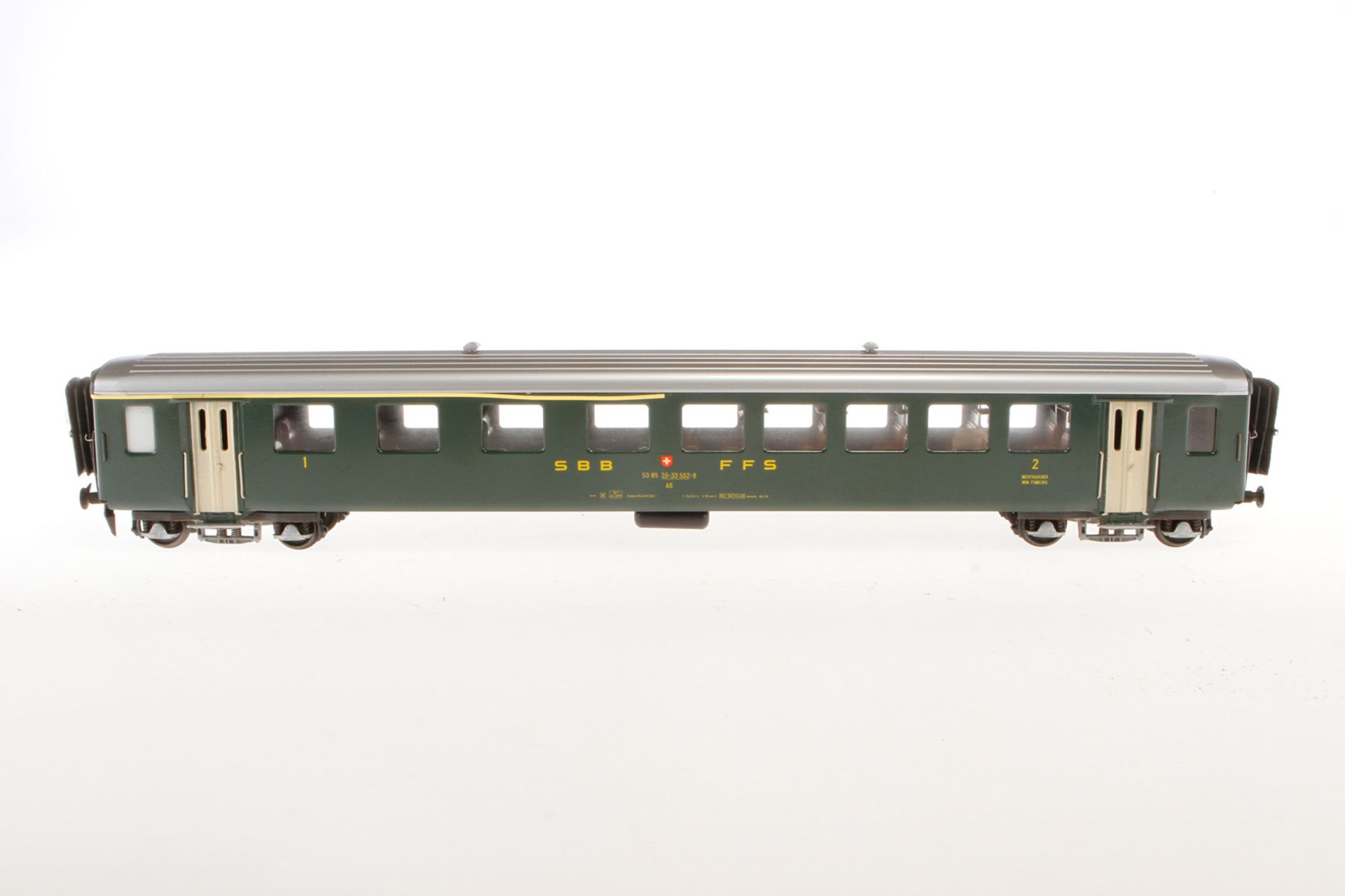 Hermann Personenwagen, Spur 0, grün, 1. und 2. Klasse, mit Inneneinrichtung (tw lose) und - Bild 2 aus 3