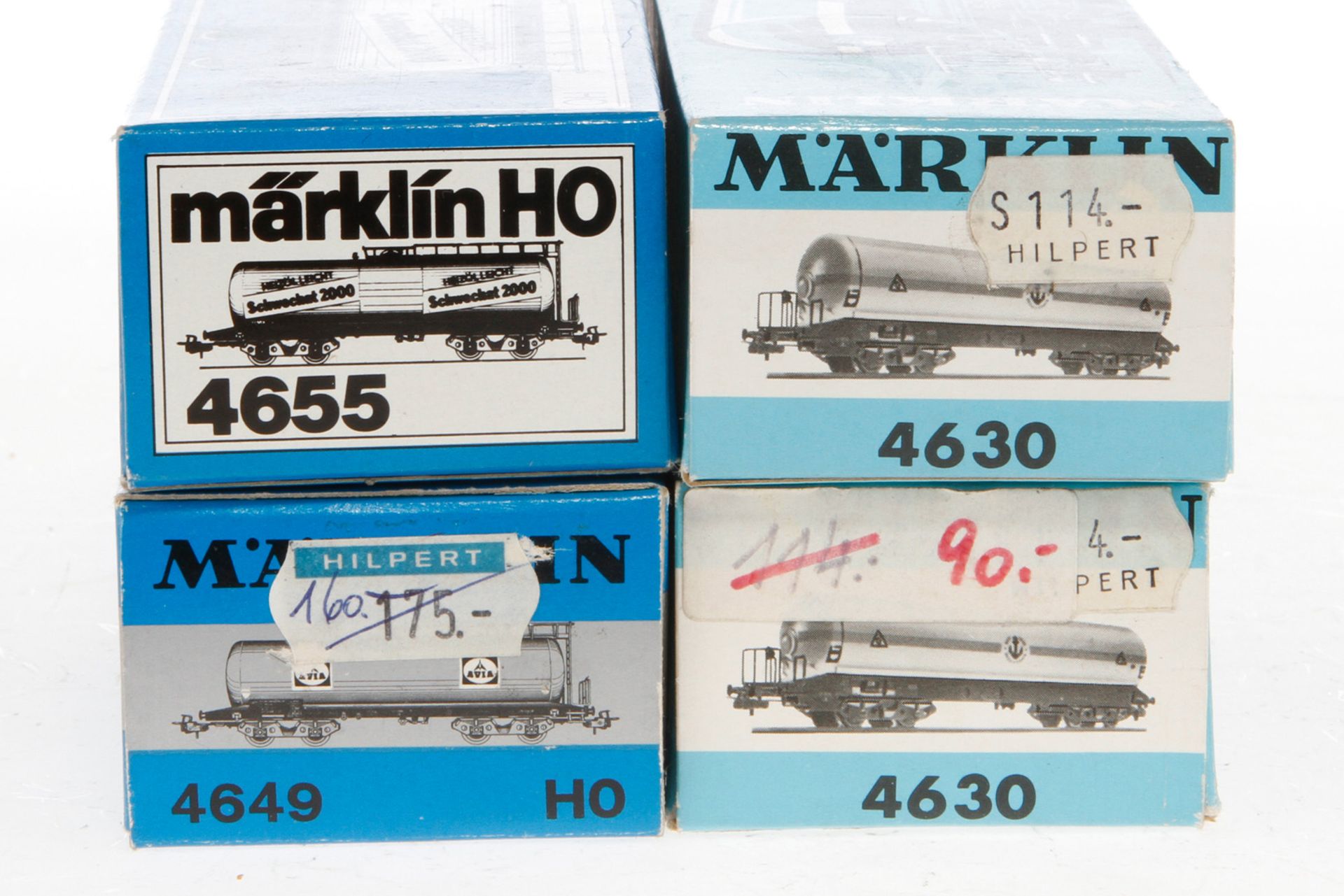 4 Märklin Kesselwagen 2x 4630, 4649 und 4655, Spur H0, Alterungsspuren, je im OK, meist Z 2