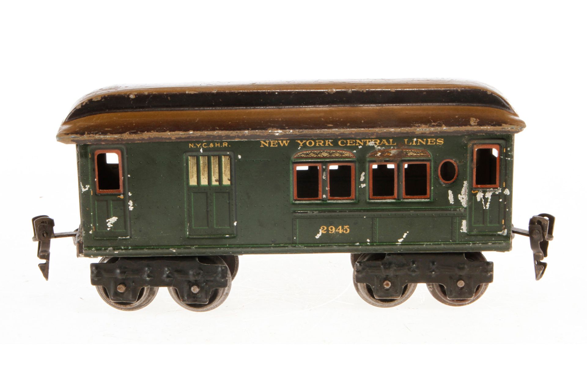 Märklin amerik. Gepäck-/Raucherwagen 2945 NYC, Spur 0, CL, LS und gealterter Lack, L 18, Z 3