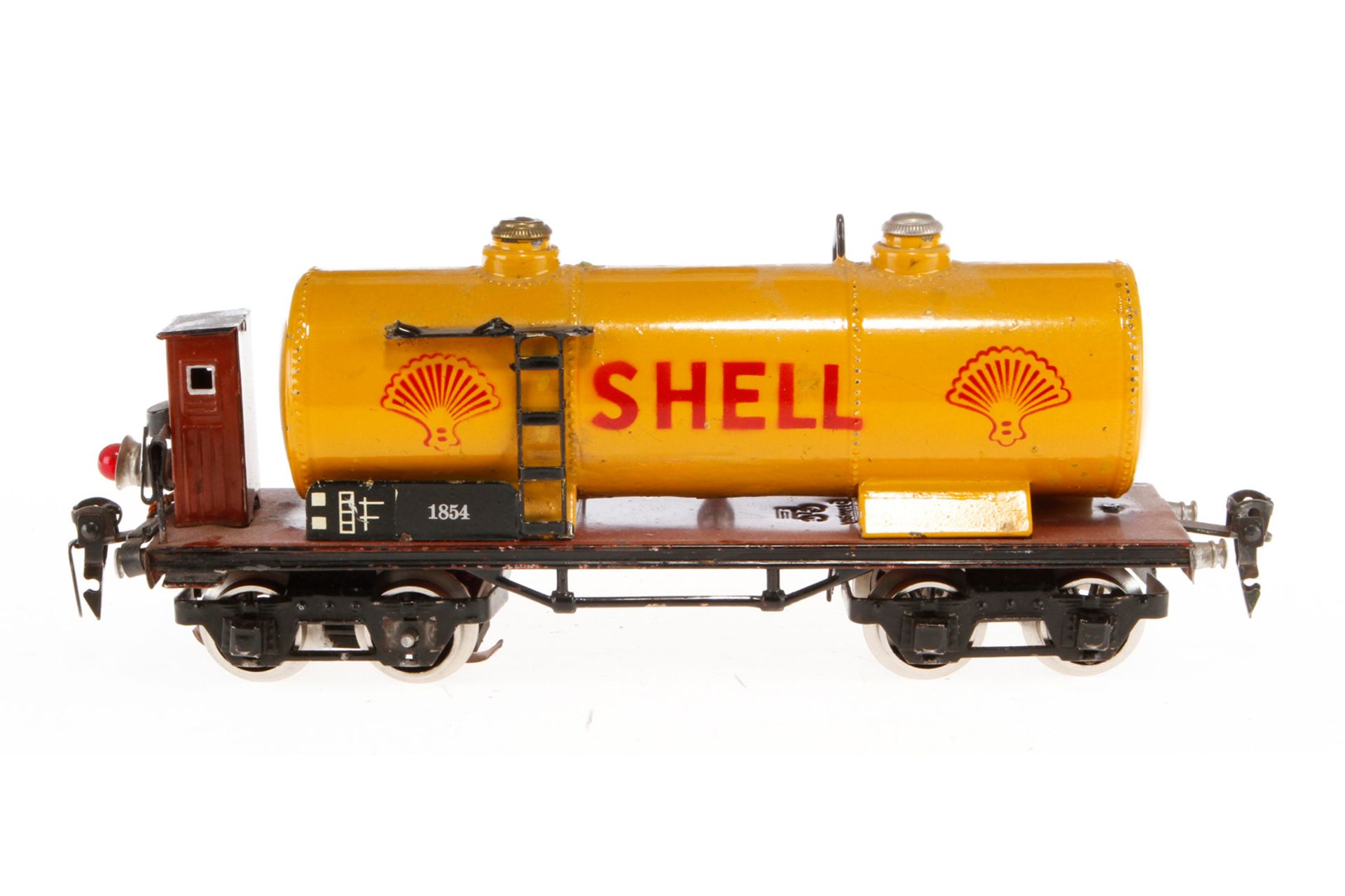 Märklin Shell Kesselwagen 1854, Spur 0, HL, mit BRH, NV, LS, tw ergänzt, L 24,5, Z 3