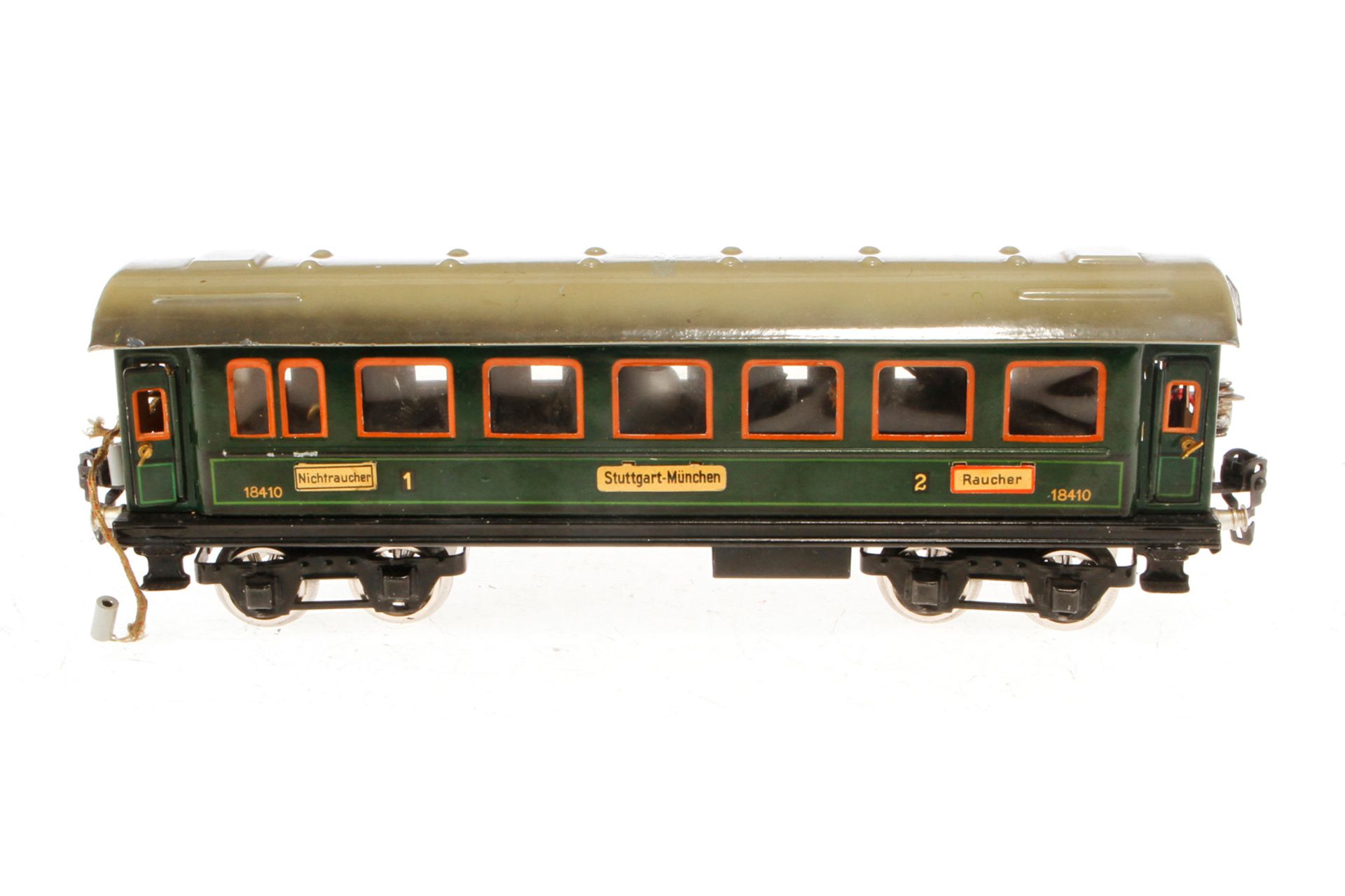 Märklin Personenwagen 1841 G, Spur 0, CL, mit Inneneinrichtung, 4 AT, Schildern und neuen