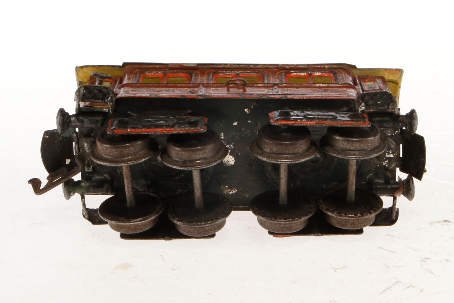 Märklin franz. Personenwagen 1841, Spur 0, uralt, HL, mit Inneneinrichtung und 4 AT, Dach tw - Image 6 of 6