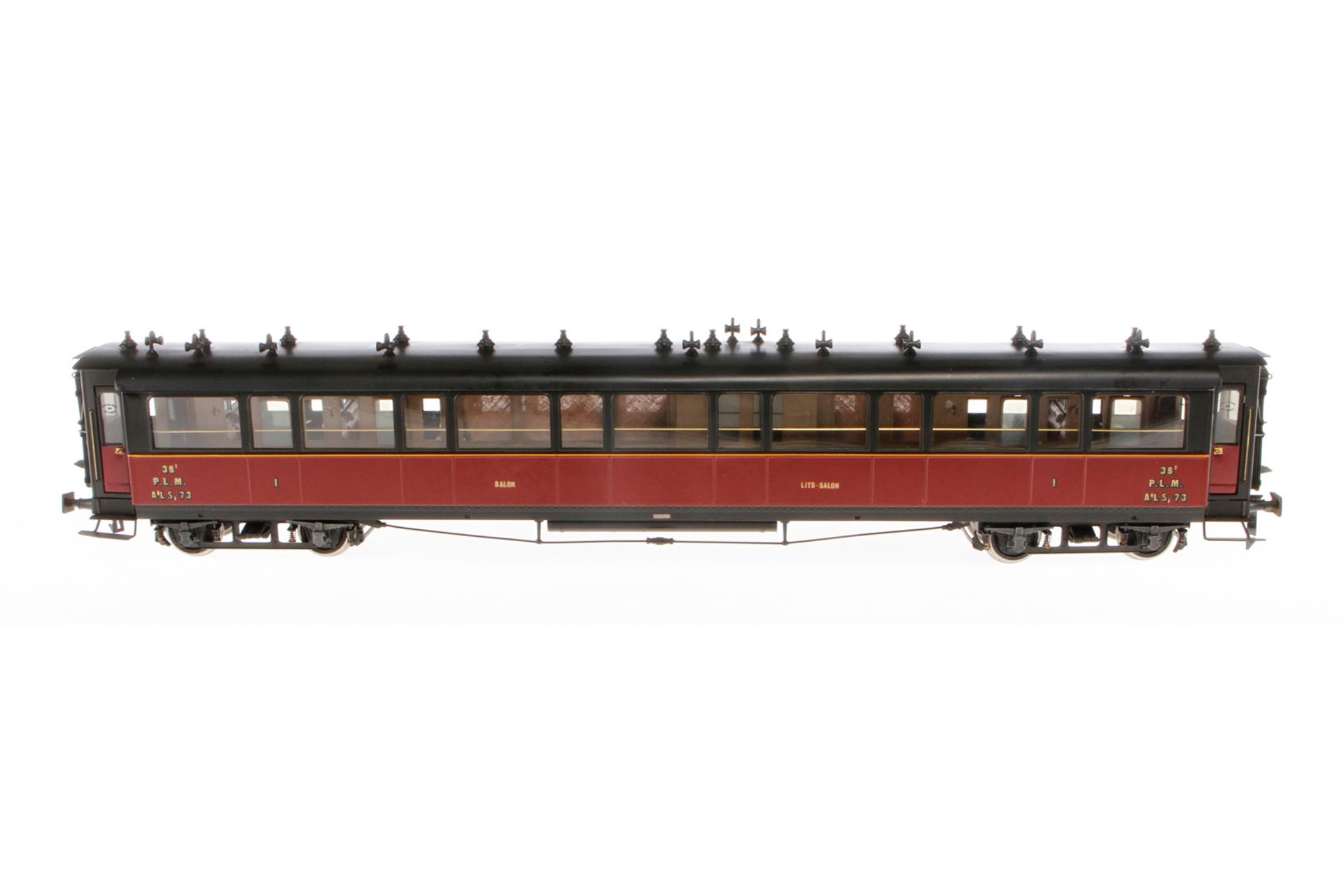 Elettren franz. Salon-/Schlafwagen 38 PLM, Spur 0, 1. Klasse, schwarz/rot, mit Inneneinrichtung