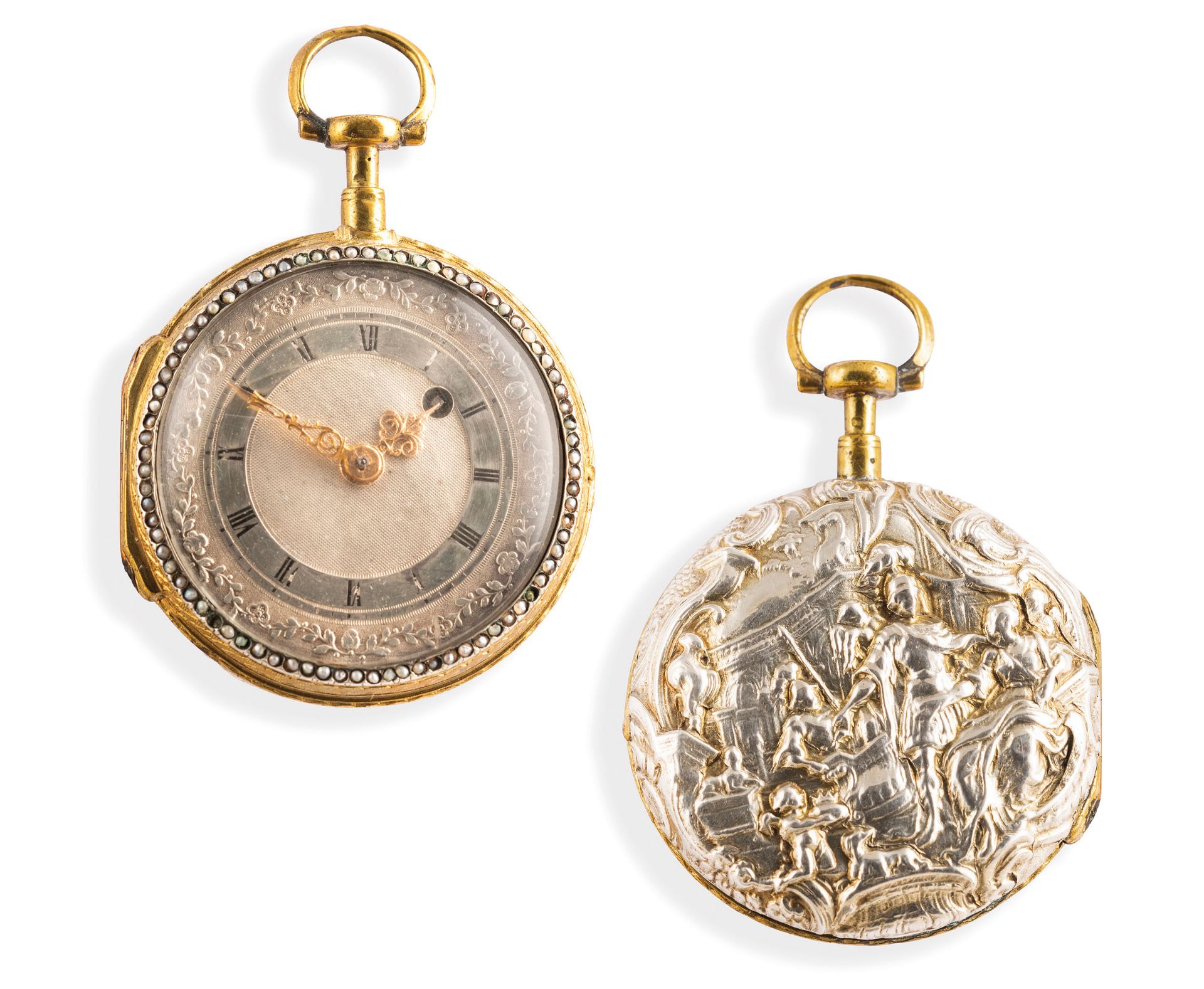 ESQUIVILLON GENEVE, IMPORTANTE OROLOGIO DA TASCA IN ARGENTO, SVIZZERA, 1850 CIRCA