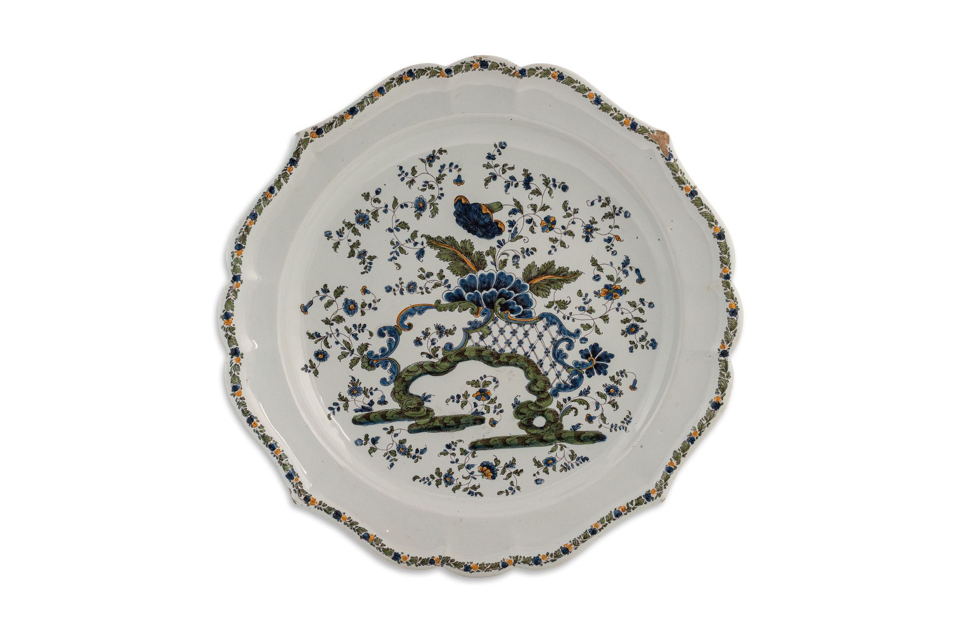 GRANDE PIATTO IN MAIOLICA POLICROMA, MANIFATTURA ANTONIBON, NOVE DI BASSANO, META' DEL XVIII SECOLO