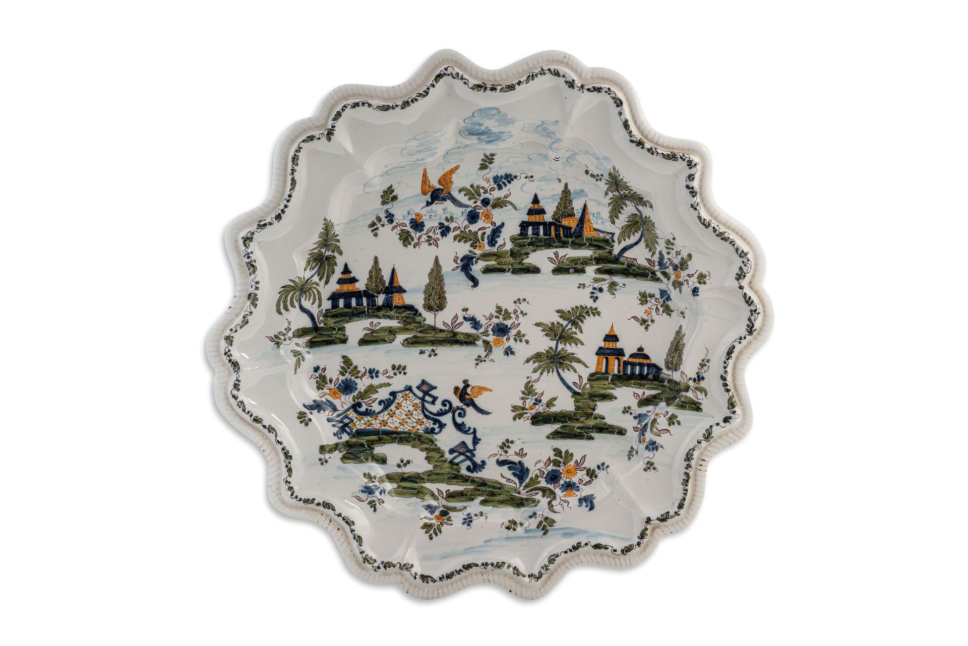 GRANDE PIATTO DA PARATA IN MAIOLICA POLICROMA, MANIFATTURA ANTONIBON, NOVE DI BASSANO, 1760-70 CIRCA