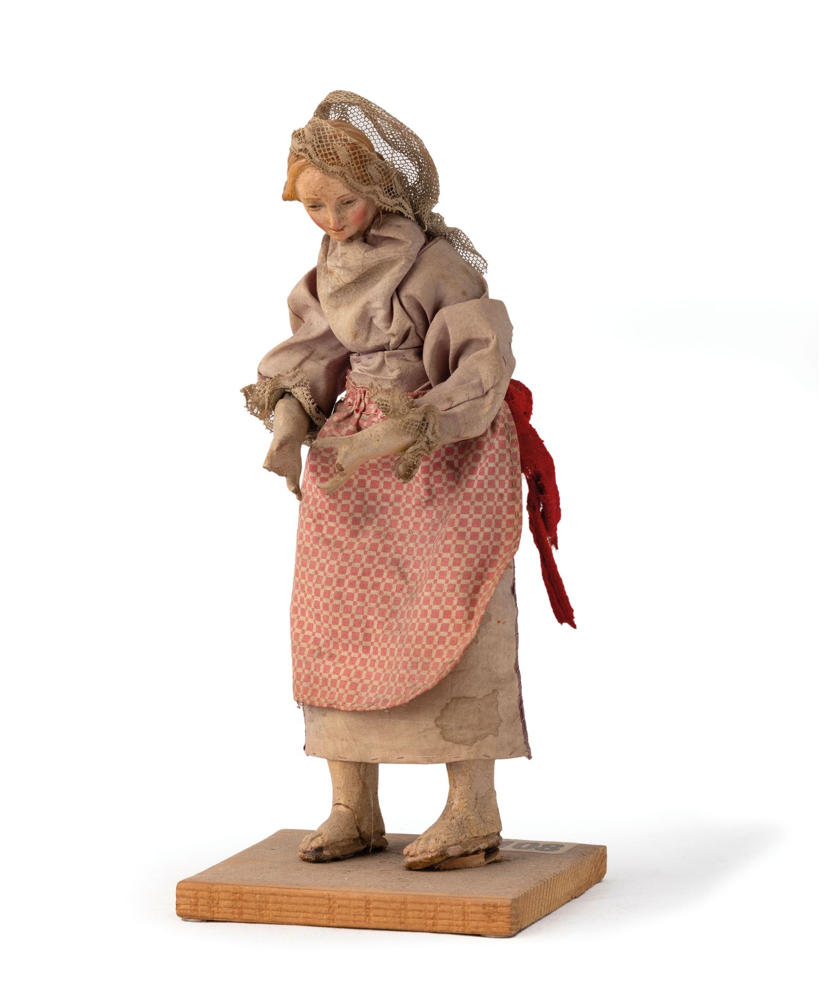 FIGURA DA PRESEPE IN LEGNO E STOFFA, XVIII SECOLO