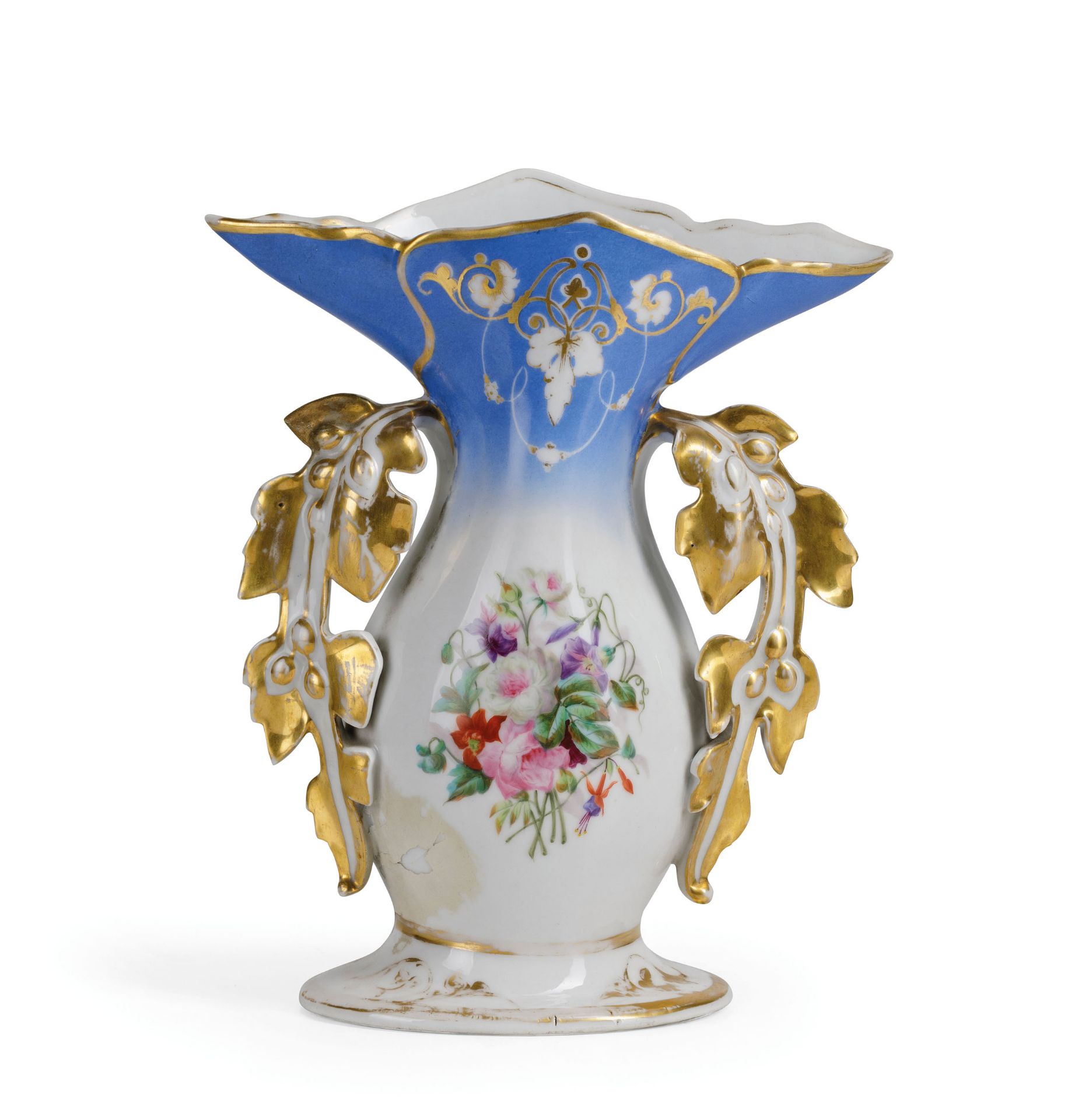 VASO IN PORCELLANA POLICROMA, MANIFATTURA FRANCESE DEL 1880 CIRCA