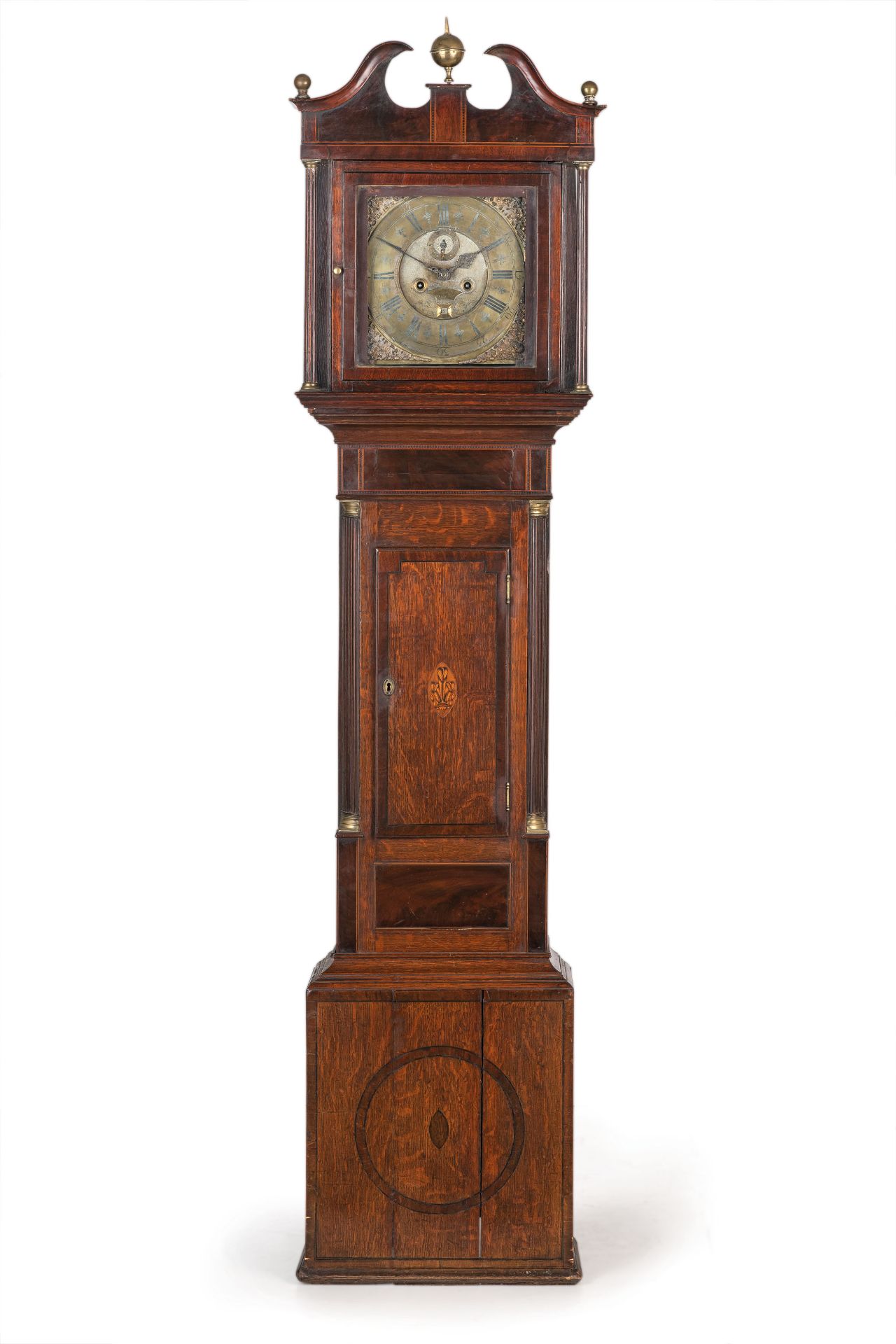 OROLOGIO GRANDFATHER IN LEGNO DI ROVERE, INGHILTERRA, PRIMA META' DEL XIX SECOLO