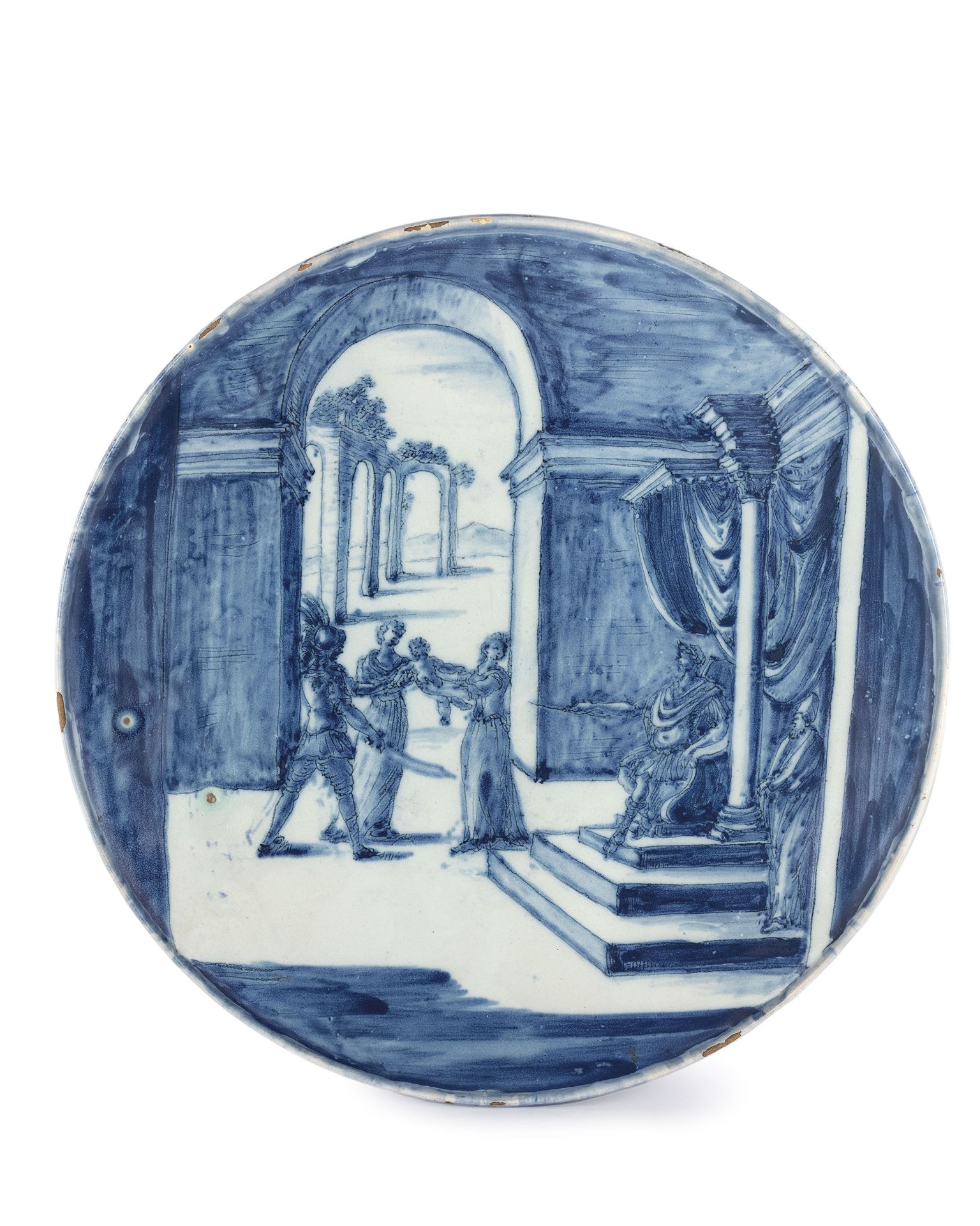 ALZATA IN MAIOLICA BIANCA E BLU, MANIFATTURA GUIDOBONO, SAVONA, CIRCA 1670-1680