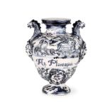 GRANDE VASO IN MAIOLICA BIANCA E BLU, MANIFATTURA FERRO, SAVONA, XVIII SECOLO