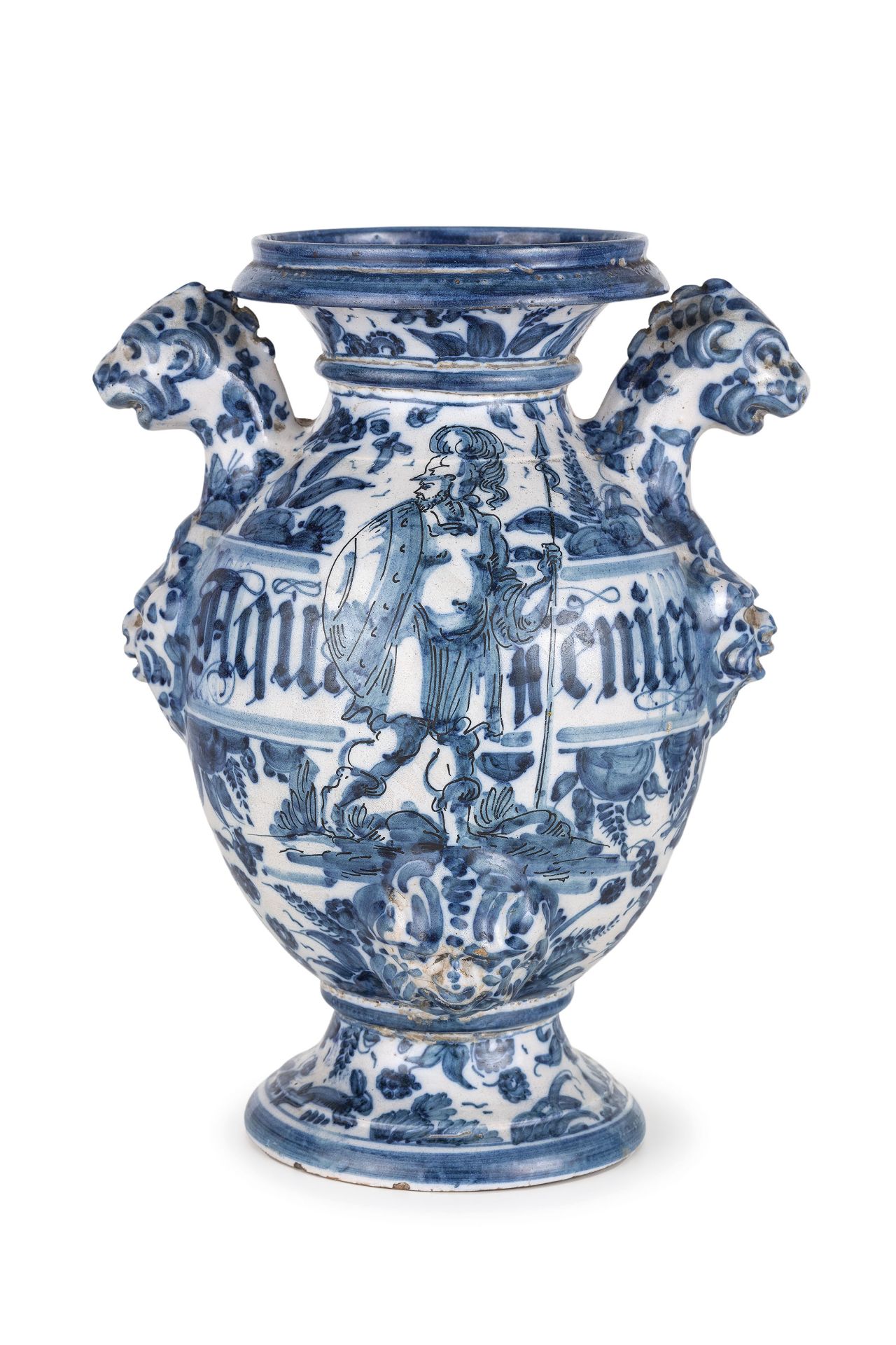 COPPIA DI VASI IN MAIOLICA BIANCA E BLU, FORNACE LIGURE DEL XIX SECOLO - Bild 2 aus 3