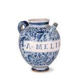 COPPIA DI CHEVRETTE IN MAIOLICA BIANCA E BLU, FORNACE ROMANA, TARDO XVII SECOLO-INIZIO DEL XVIII