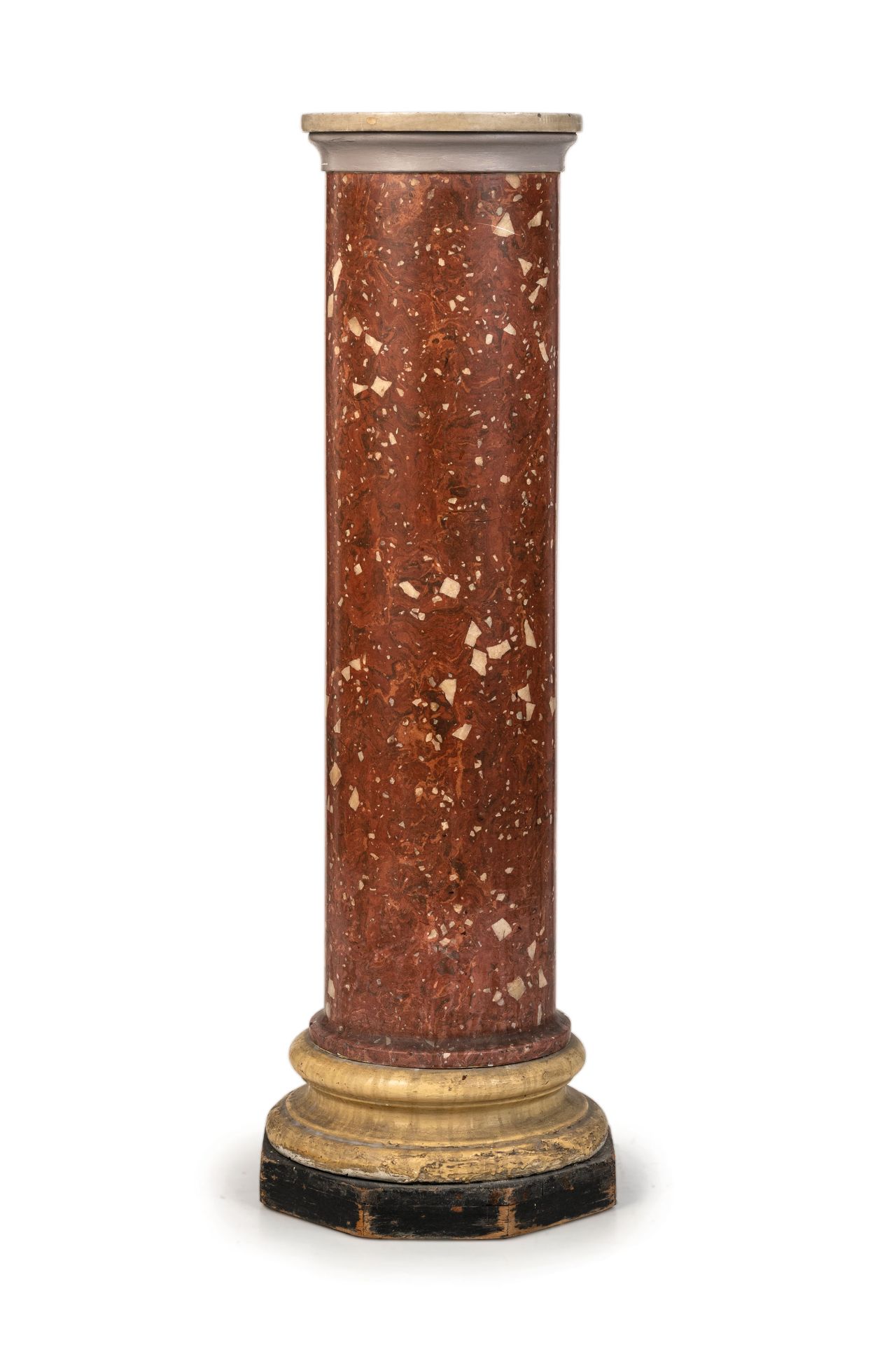 COLONNA REGGIBUSTO IN LEGNO MARMORIZZATO, XIX SECOLO