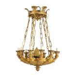 LAMPADARIO IN BRONZO DORATO, XIX SECOLO