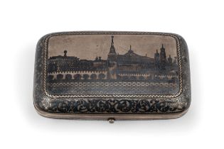 TABACCHIERA IN ARGENTO E NIELLO, MOSCA, 1878