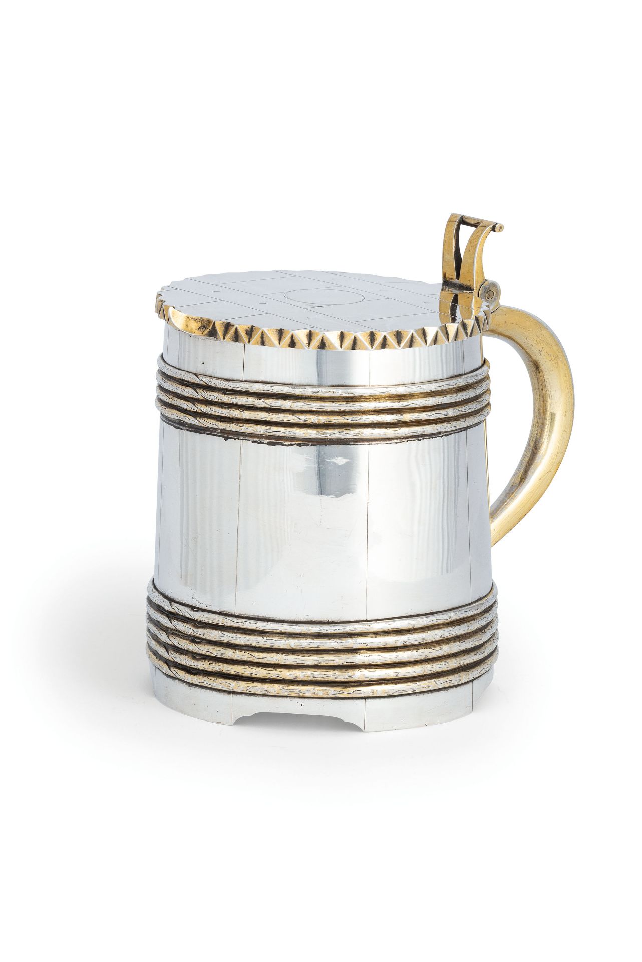 TANKARD IN ARGENTO PARZIALMENTE DORATO, S. PIETROBURGO, 1866, ORAFO C. SEGNITZ