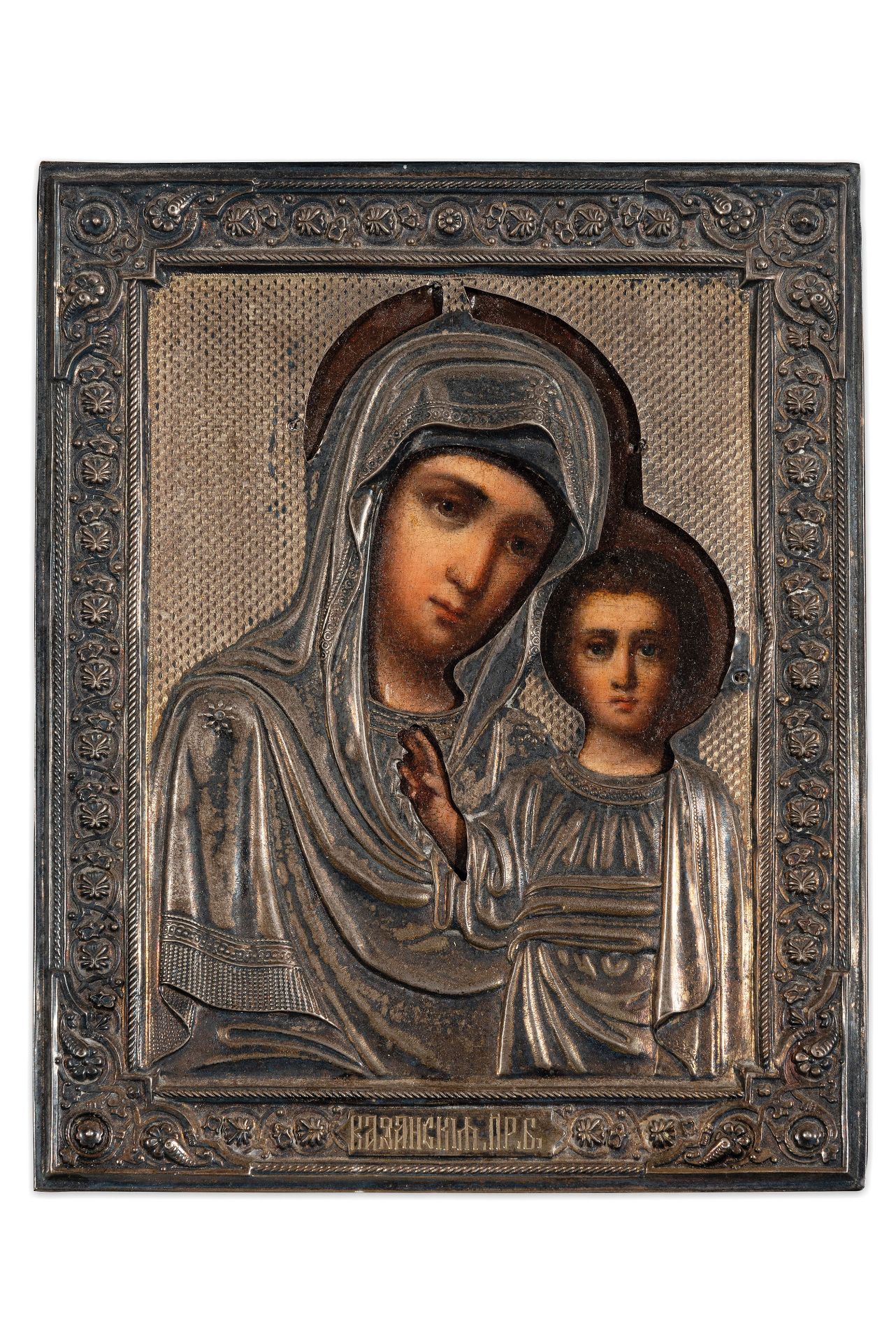 ICONA RAFFIGURANTE LA VERGINE DI KAZAN CON RIZA IN ARGENTO, MOSCA, 1896-1908