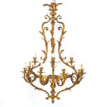 LAMPADARIO IN BRONZO DORATO, XIX-XX SECOLO