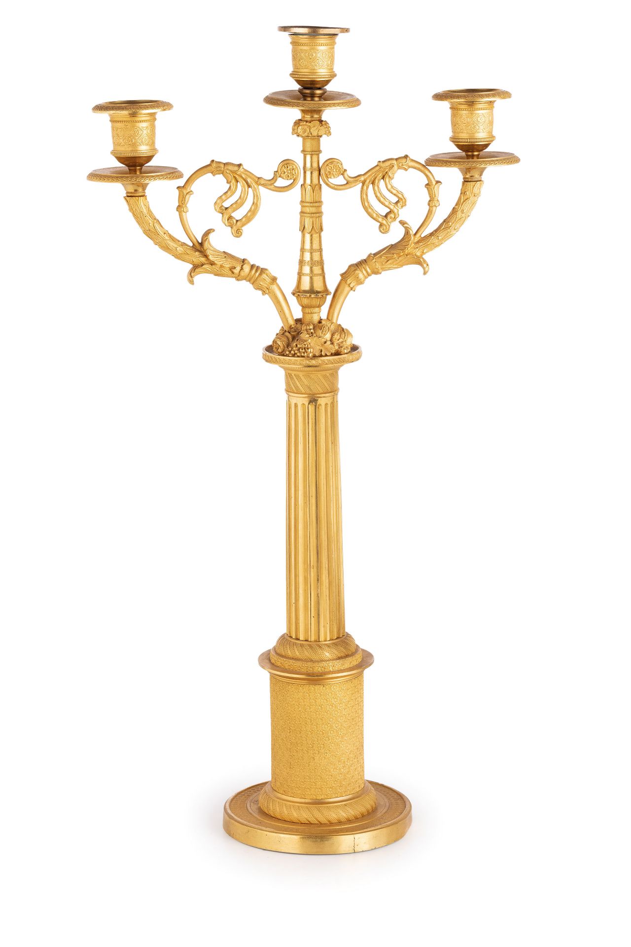 COPPIA DI CANDELABRI IN BRONZO DORATO, XIX SECOLO - Image 2 of 2