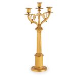 COPPIA DI CANDELABRI IN BRONZO DORATO, XIX SECOLO