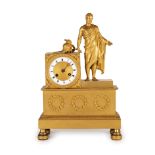 OROLOGIO A PENDOLO D'APPOGGIO IN BRONZO DORATO RAFFIGURANTE SENECA, FRANCIA, 1820 CIRCA