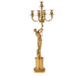 COPPIA DI CANDELABRI IN BRONZO DORATO, XIX SECOLO