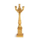 COPPIA DI CANDELABRI IN BRONZO DORATO, XIX SECOLO