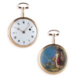 OROLOGIO DA TASCA IN ORO CON SMALTI E SUONERIA A TOC, SVIZZERA 1790 CIRCA